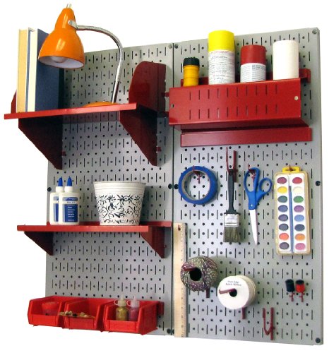 Gray Pegboard Red Accessories