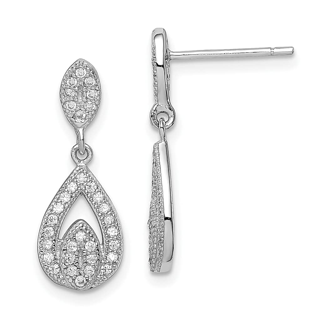 925 Sterling Silver Cubic Zirconia Pear Drop Dangle Earrings for Women | Elegant Chandelier Stud Earrings | Perfect Gift for Her | Ideal for Weddings, Parties & Special Occasions