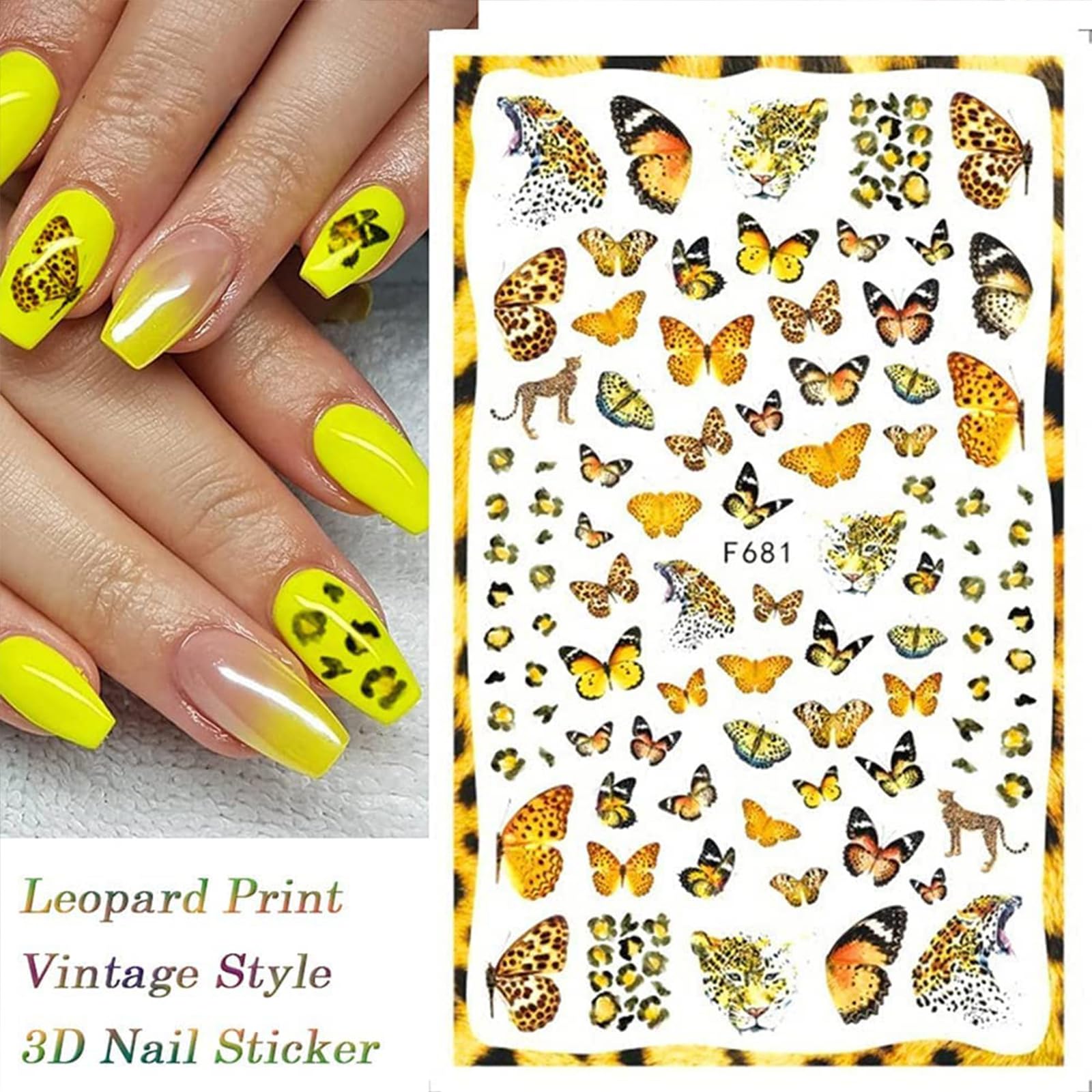 8 Sheets 3D Butterfly Nail Art Stickers - Self-Adhesive Floral Flower Nail Decals for DIY Manicure, Spring Summer Nail Decor (Perfect for Parties, Weddings & Everyday Nail Art)