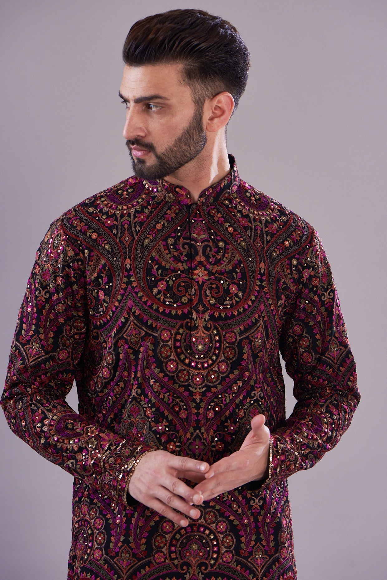 Exquisite Hand-Embroidered Kashmiri Kurta for Women - Traditional Indian Ethnic Wear - Perfect for Festivals, Weddings & Special Occasions