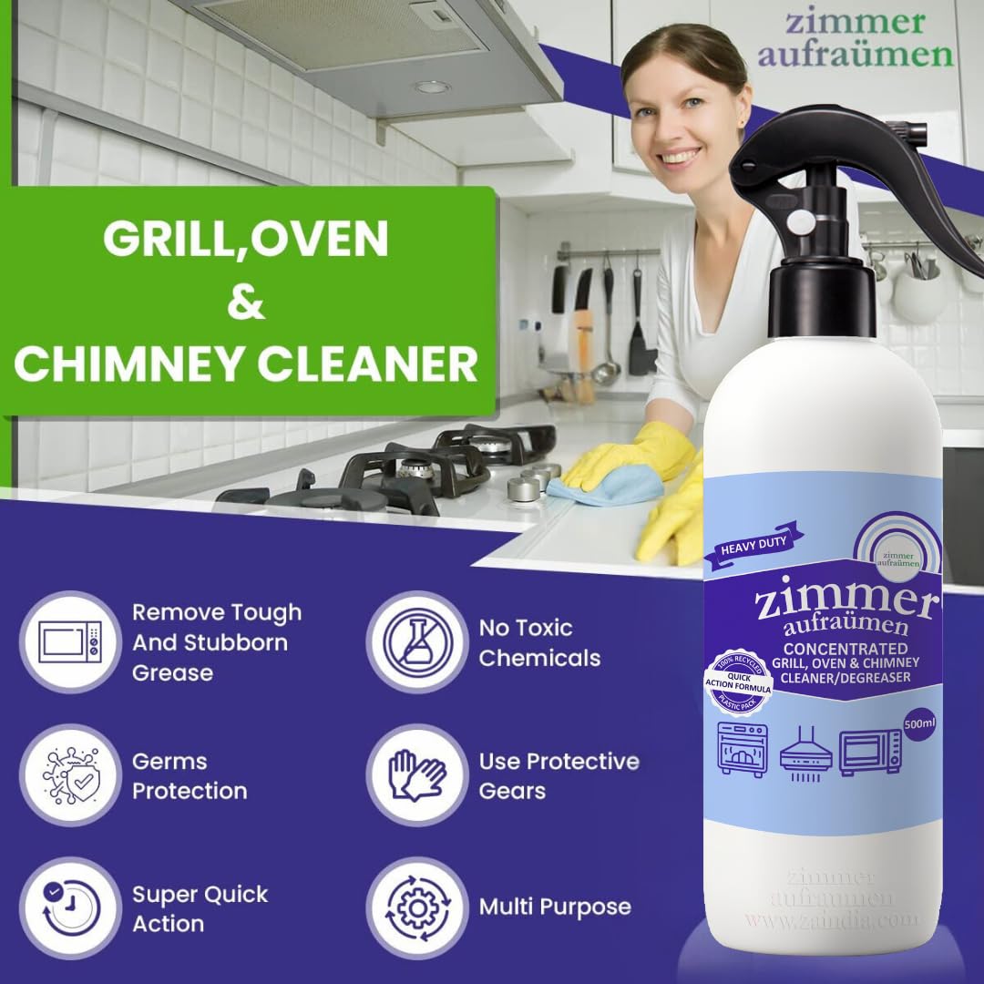 Chimney & Grill Cleaner 450ml - Heavy Duty Degreaser for Oven, Gas Stove, BBQ Grill - Non-Toxic, Chlorine Free Kitchen Cleaner - Removes Grease, Oil & Stains - Safe for Indoor & Outdoor Use