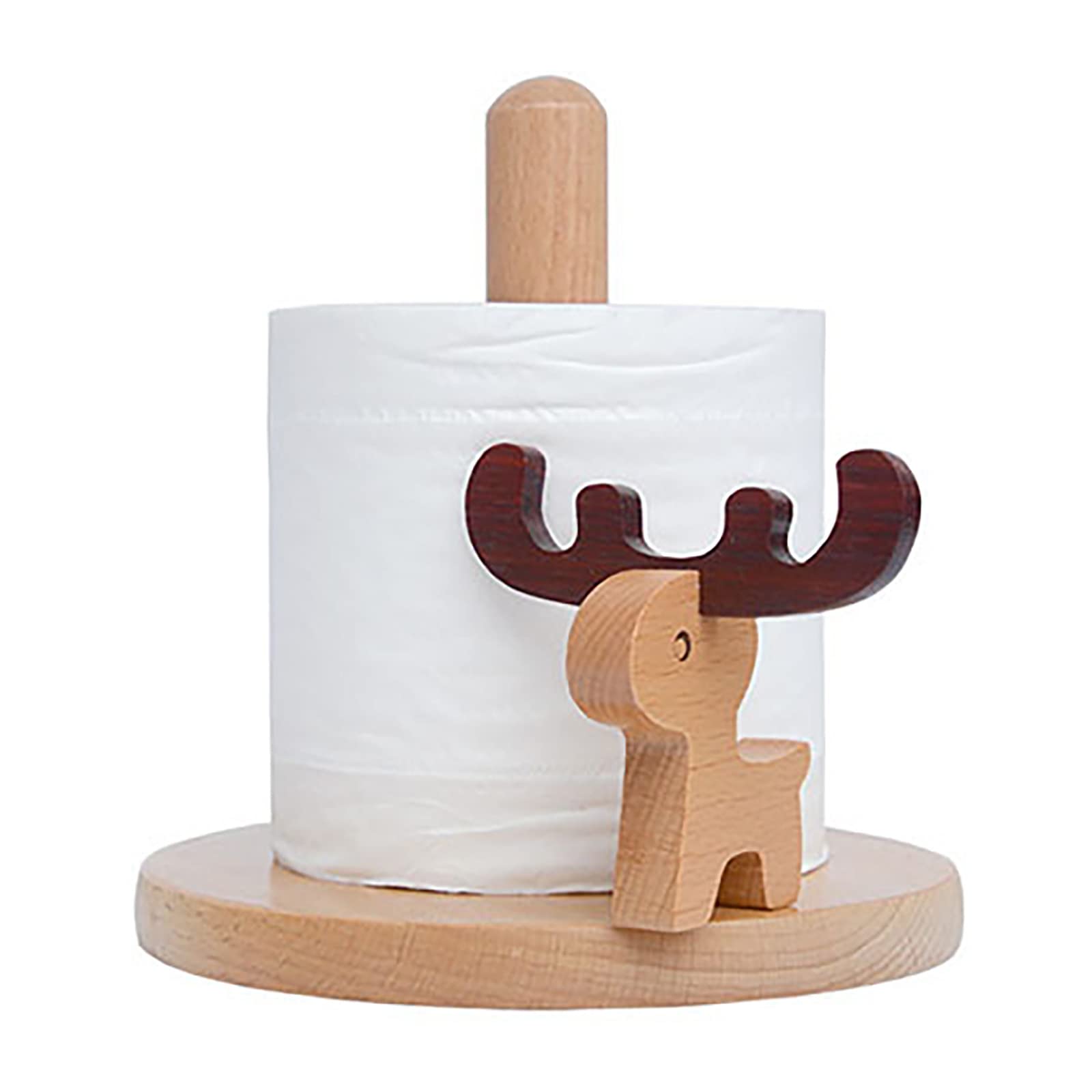 Wooden Paper Towel Holder Stand - Countertop Kitchen Paper Towel Rack Organizer with Sturdy Wood Base | Perfect for Kitchen, Bathroom, and Office Use