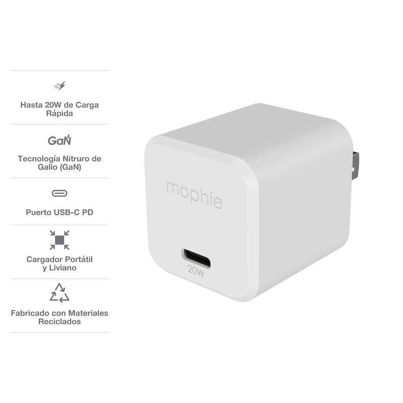 20W MOPHIE USB C Wall Charger with GaN Technology - Fast Charging for iPhone, Android, MacBook | Perfect for Home, Office & Travel