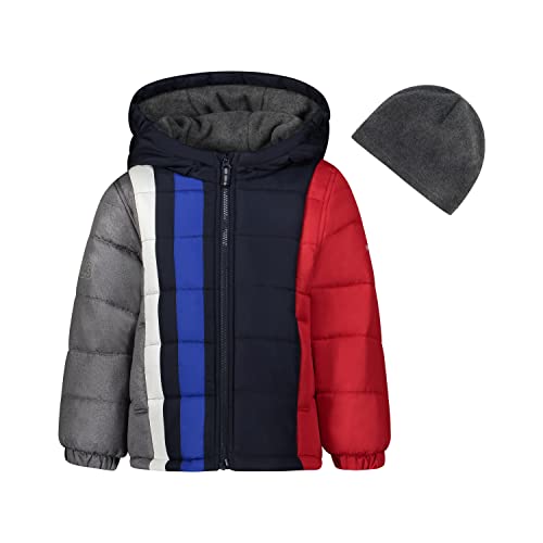 Navy Grey Red Vertical Stripe