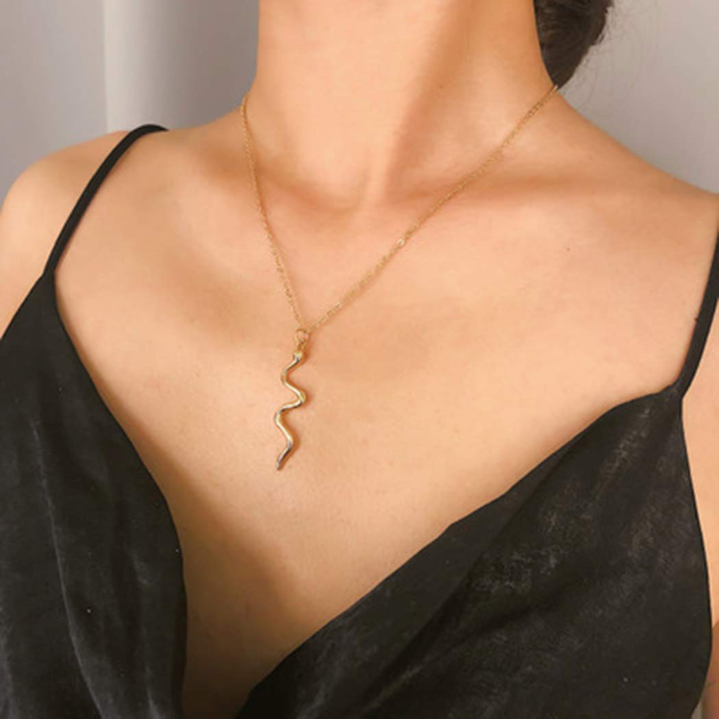 LittleB Minimalist Serpentine Pendant Necklace - 14K Gold Plated Short Chain Jewelry for Women & Girls | Perfect for Everyday Wear, Gift Giving & Special Occasions