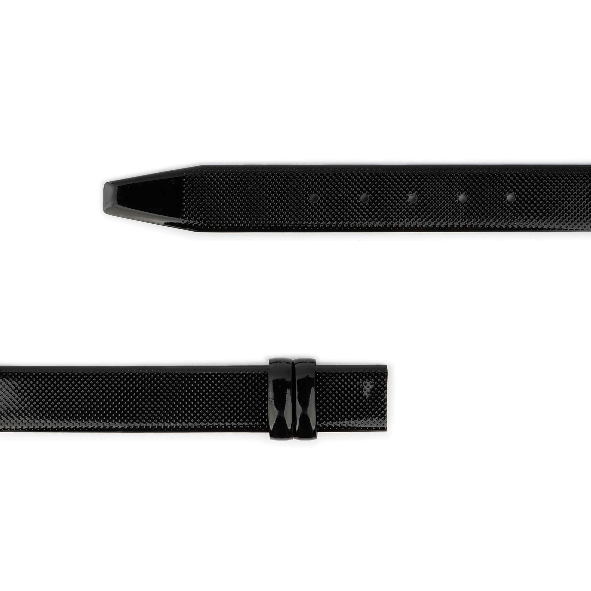 Black Patent Leather Belt Strap Replacement for Dunhill Designer Buckles - Premium Dress Belt Accessory for Business & Formal Occasions