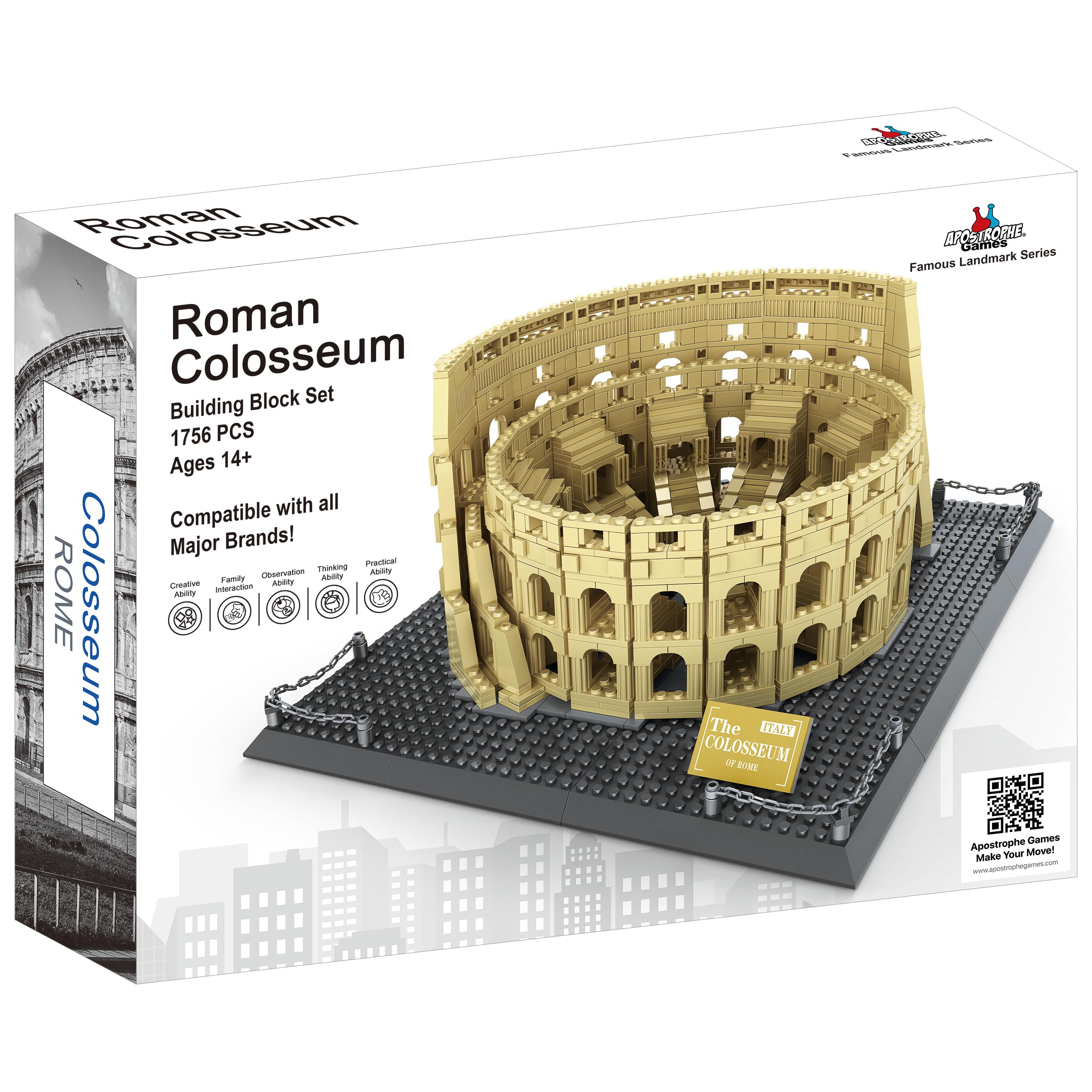 Roman Colosseum Building Blocks Set - 1756 Pieces for Kids & Adults | Creative Construction Toy for Historical Learning & STEM Education | Perfect for Birthday Gifts, Classroom Activities & Family Bonding