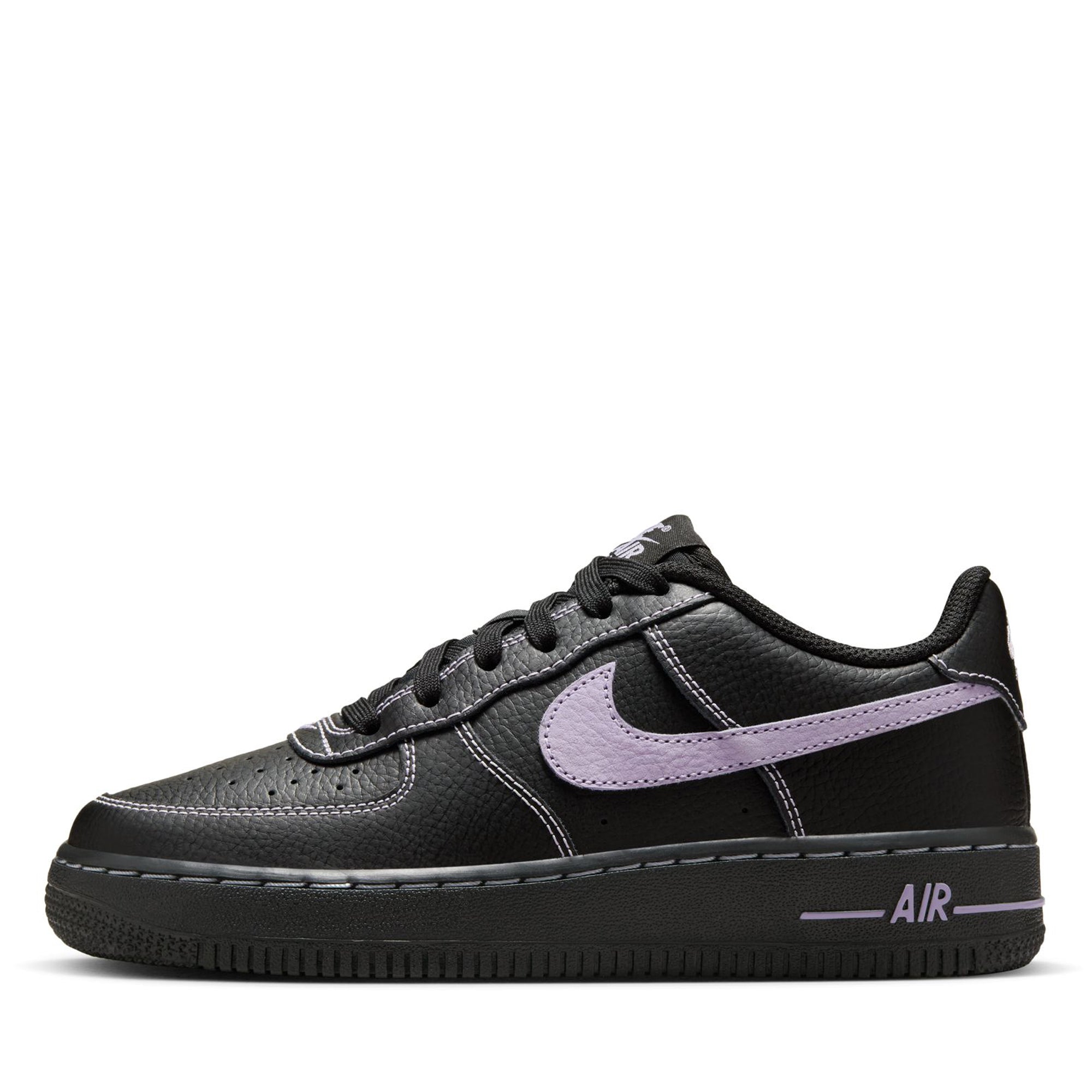Nike Air Force 1 LV8 (GS) Sneakers for Girls - Black/Hydrangeas Colorway - Comfortable Casual Shoes for School, Sports & Everyday Wear