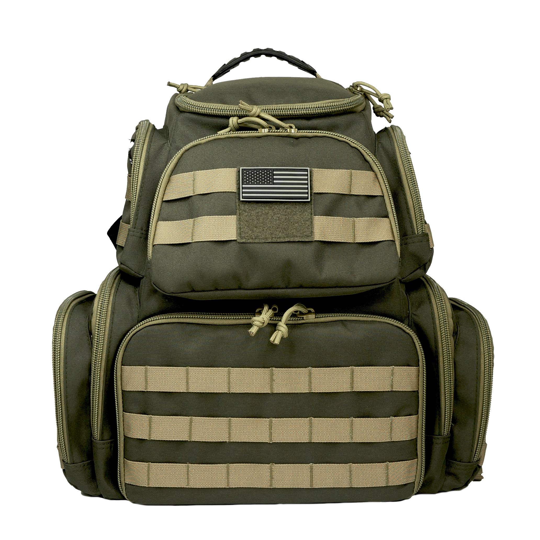 K-Cliffs Tactical Lockable Shooting Range Backpack - Durable Gun Range Bag with Free USA Flag Patch - Perfect for Range Days, Hunting Trips & Outdoor Adventures