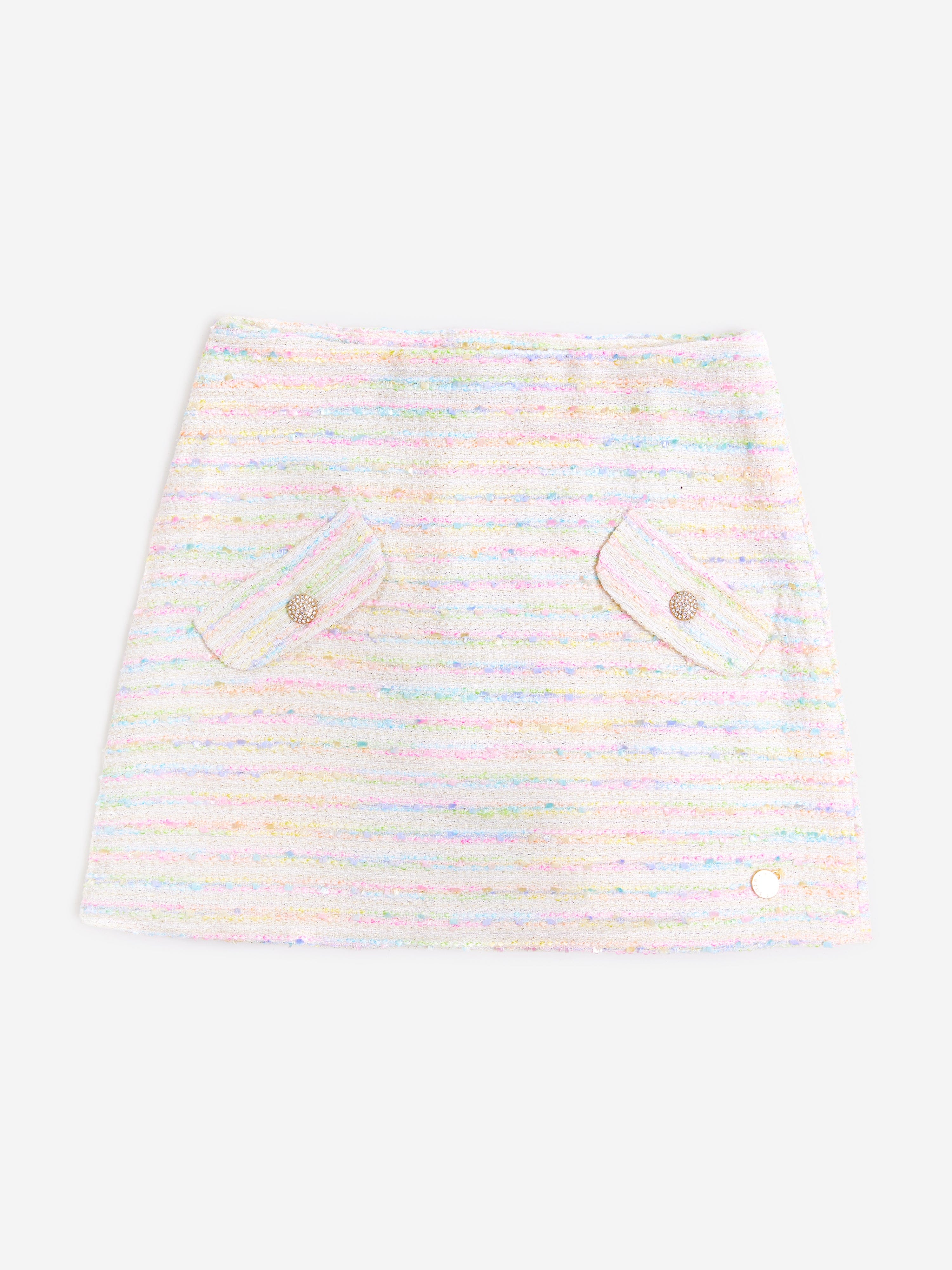 BCBGMAXAZRIA Girls' Ivory Tweed Pencil Skirt - Classic School Uniform & Party Outfit for Teens
