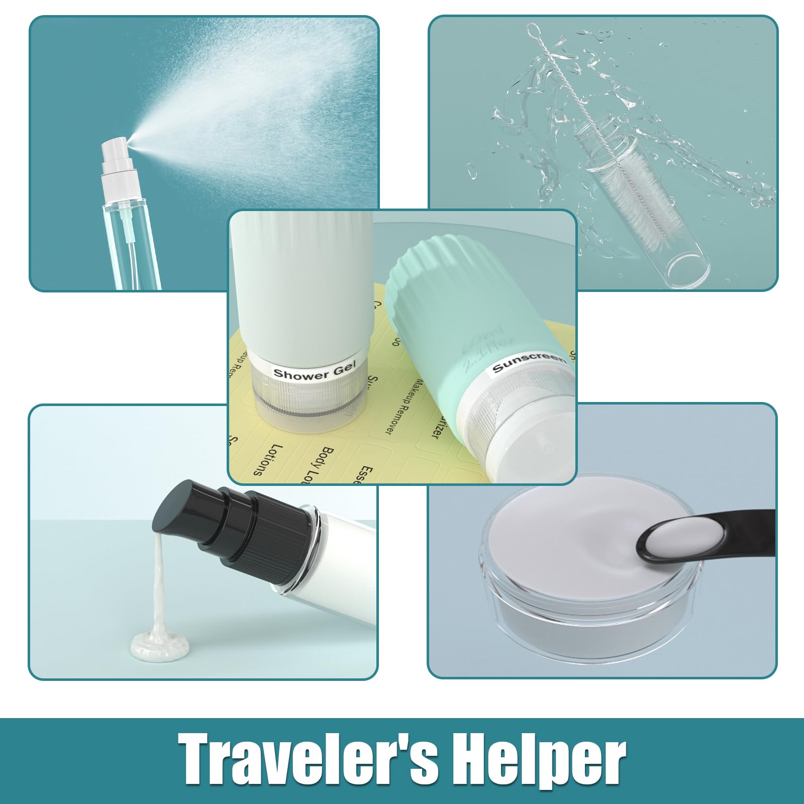 16 Pack TSA Approved Travel Bottles Set - BPA Free Leakproof Silicone Toiletry Containers for Shampoo, Conditioner & Lotion | Perfect for Airplane Carry-On, Gym & Vacation Essentials