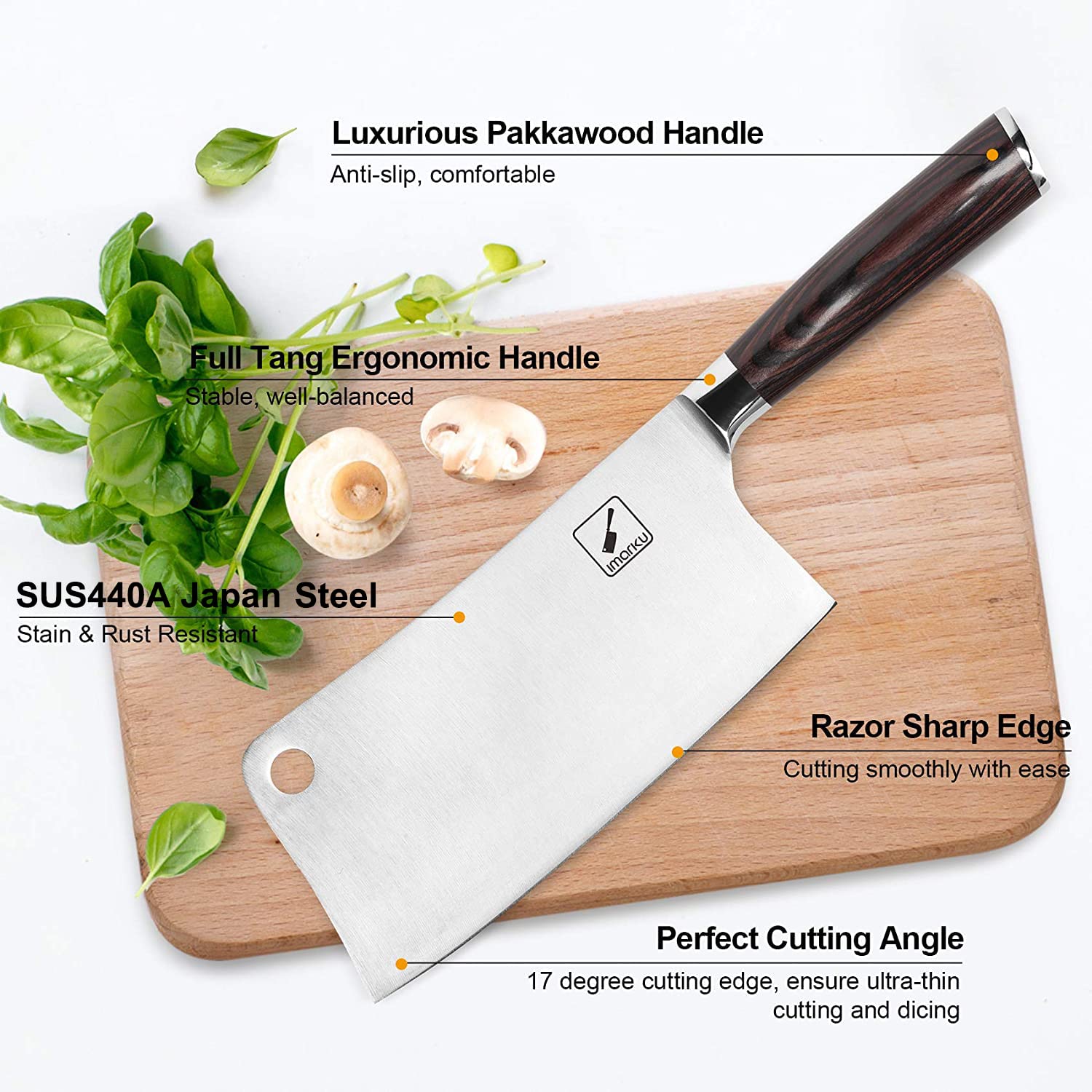 **Imarku 7 Inch Meat Cleaver Knife & 16-Piece Dishwasher Safe Kitchen Knife Set - High Carbon Stainless Steel, Ultra Sharp with Ergonomic Handle - Perfect for Butchering, Chopping & Food Prep**