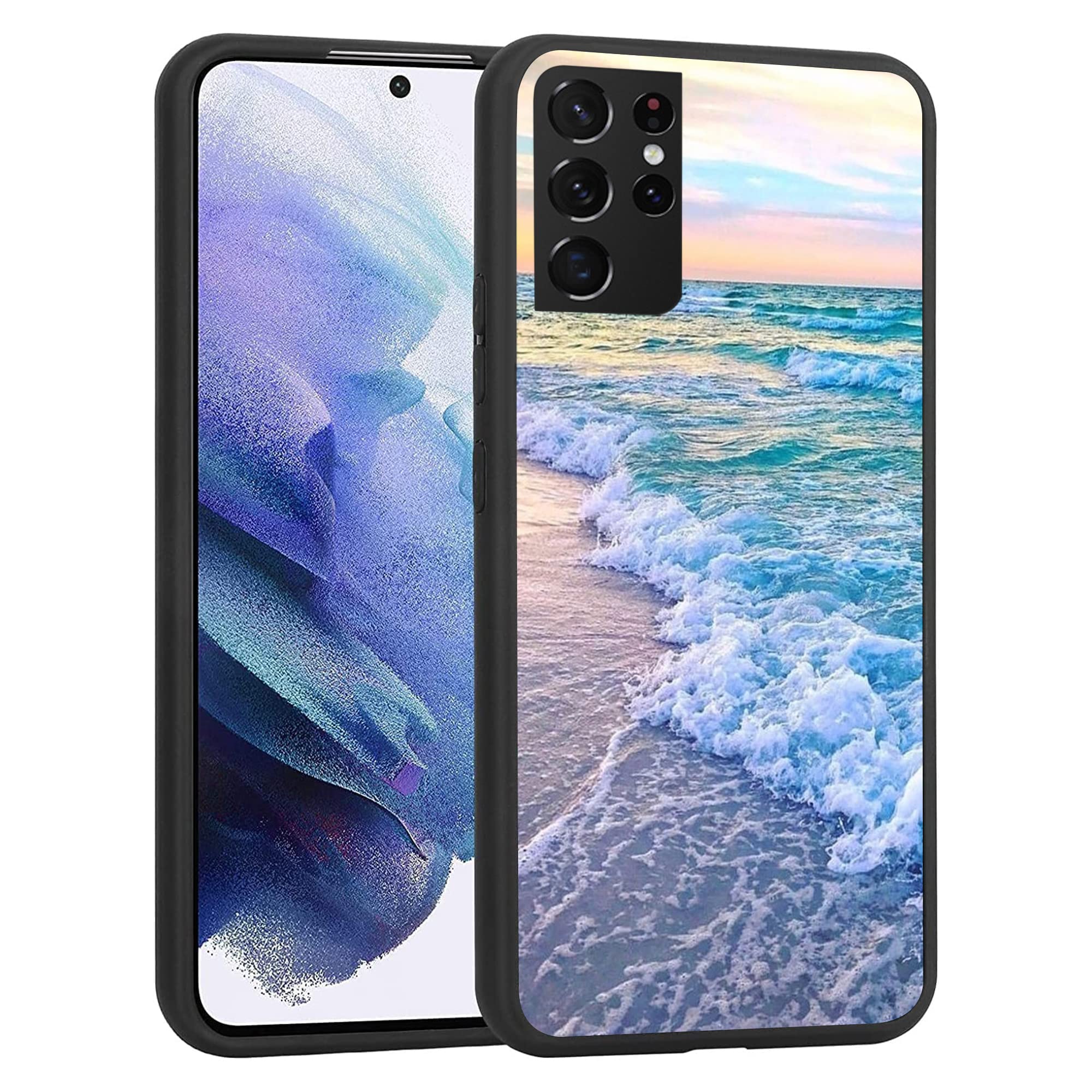 Samsung Galaxy S21 Ultra Case - Sunset Beach Wave Design Shockproof TPU Cover for Women & Men | Trendy Protective Phone Case for Daily Use, Travel & Outdoor Activities