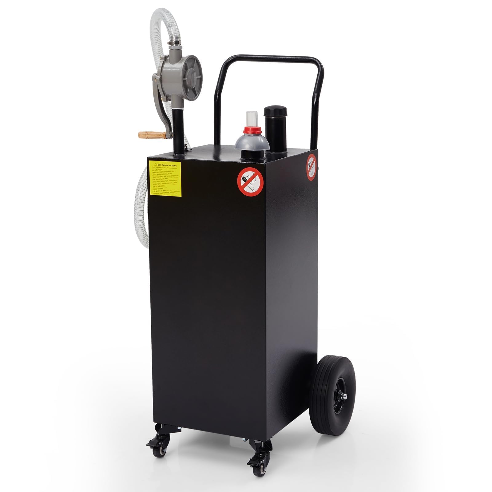 35 Gallon Portable Fuel Caddy - Heavy Duty Diesel & Gasoline Storage Tank with Rotary Hand Pump & Wheels - Ideal for Boat, ATV, Car, Motorcycle & Farm Equipment - Leak Proof Black Container for Safe Fuel Transfer & Storage