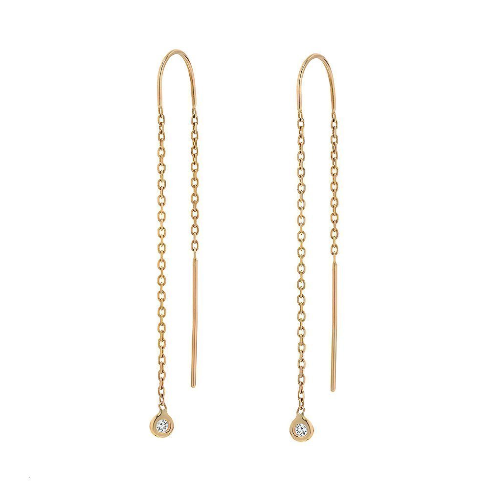 14K Yellow Gold Diamond Dangle Earrings for Women - Elegant Drop Earrings Gift for Her - Perfect for Everyday Wear, Date Nights & Special Occasions