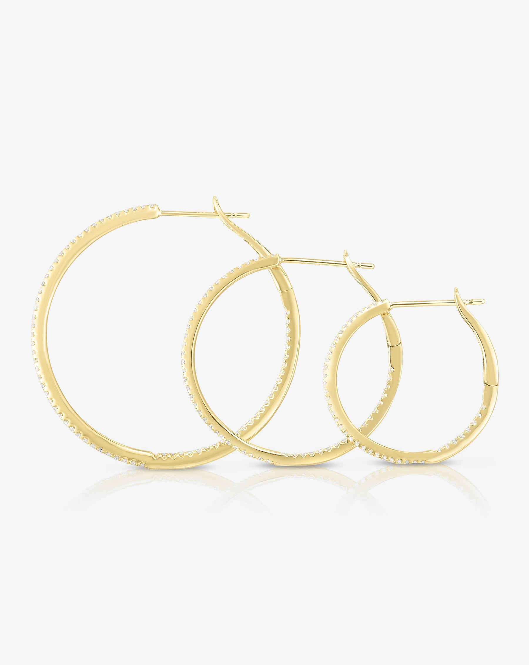 14K Gold Diamond Hoop Earrings for Women - Sparkling Round Cut Diamond Studs, Hypoallergenic & Durable - Perfect for Weddings, Parties & Everyday Wear