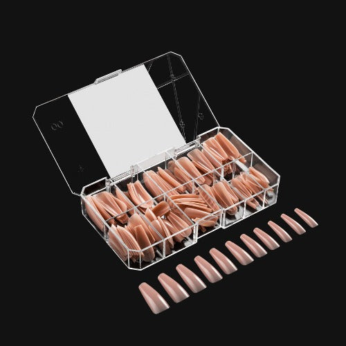 Apres Gel X Neutral Lila Sculpted Nail Tips 150pc - Long Coffin Shape for Professional Salon & DIY Manicures at Home