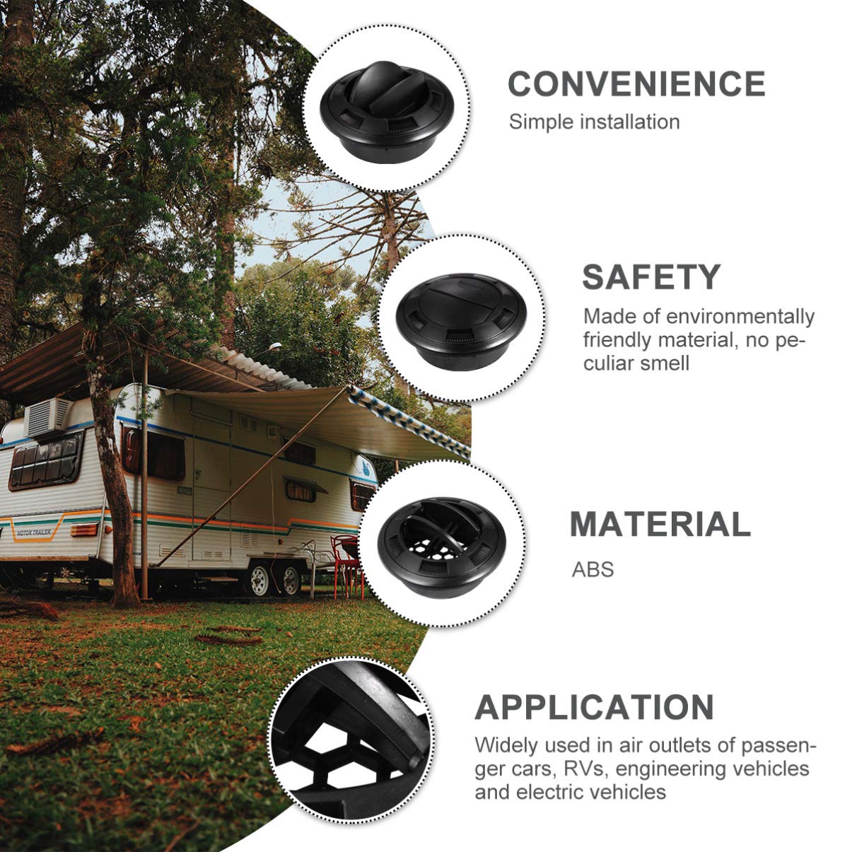 Garneck 1 Set Universal Air Vent Deflector - Adjustable Plastic AC Vent Outlet with Grille for RV, Bus, Car & Boat - Improve Airflow Direction for Comfortable Driving & Travel