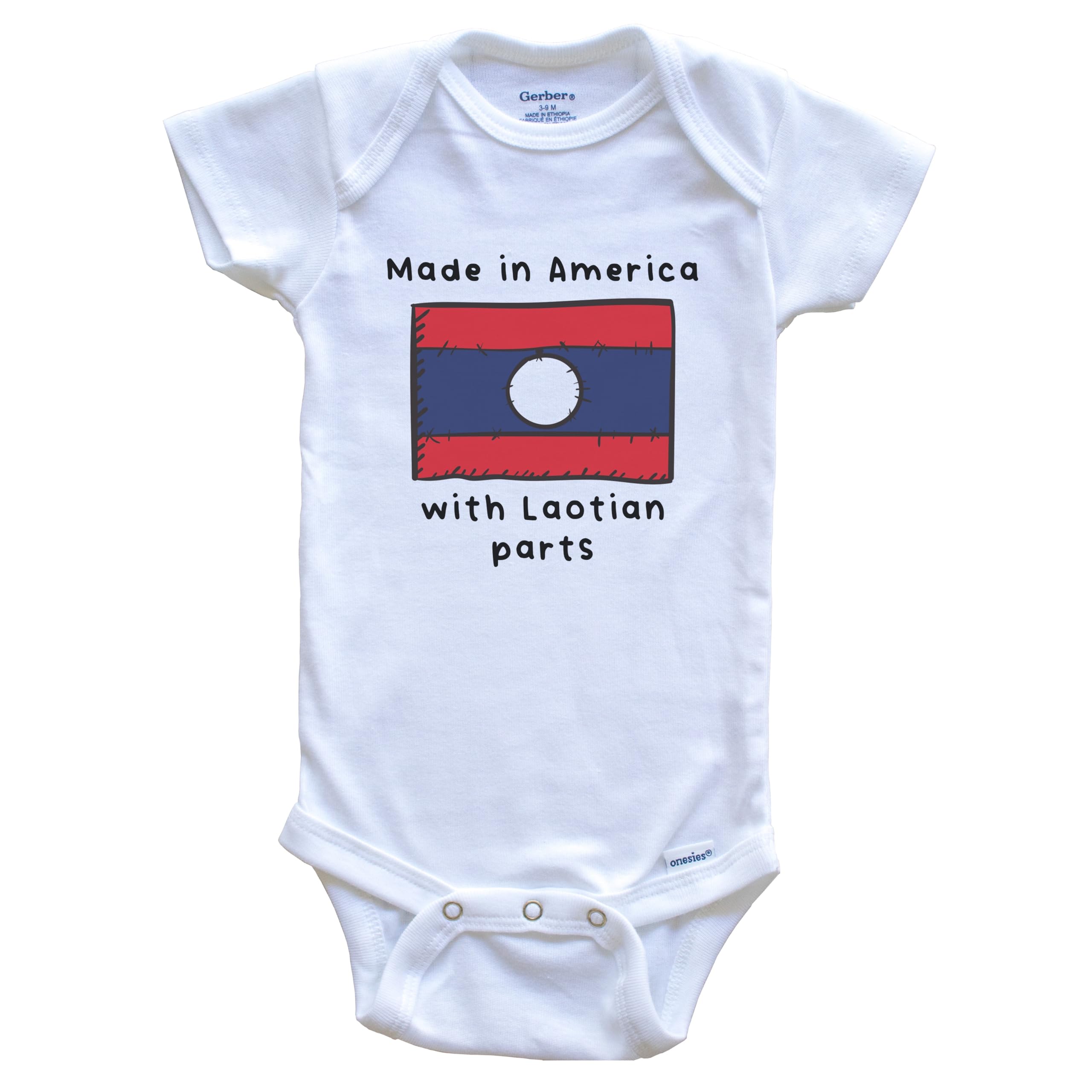 American-Made Laos Flag One-Piece Baby Bodysuit - Soft Cotton Infant Romper for Holidays & Cultural Celebrations