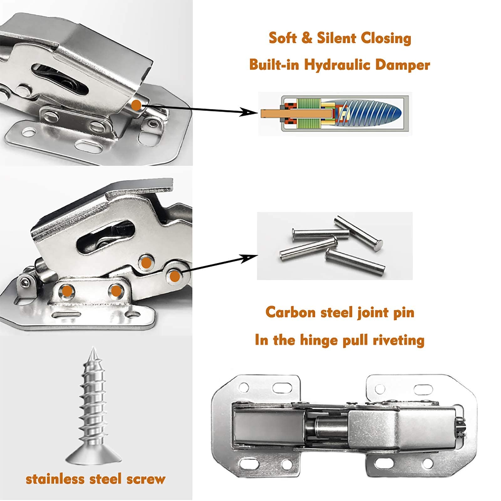12-Pack Soft Close Hidden Cabinet Door Hinges - Slow Close Frameless Concealed Surface Mount Hinges for Kitchen Cabinets, Bathroom Vanities & Furniture - Durable & Quiet Operation