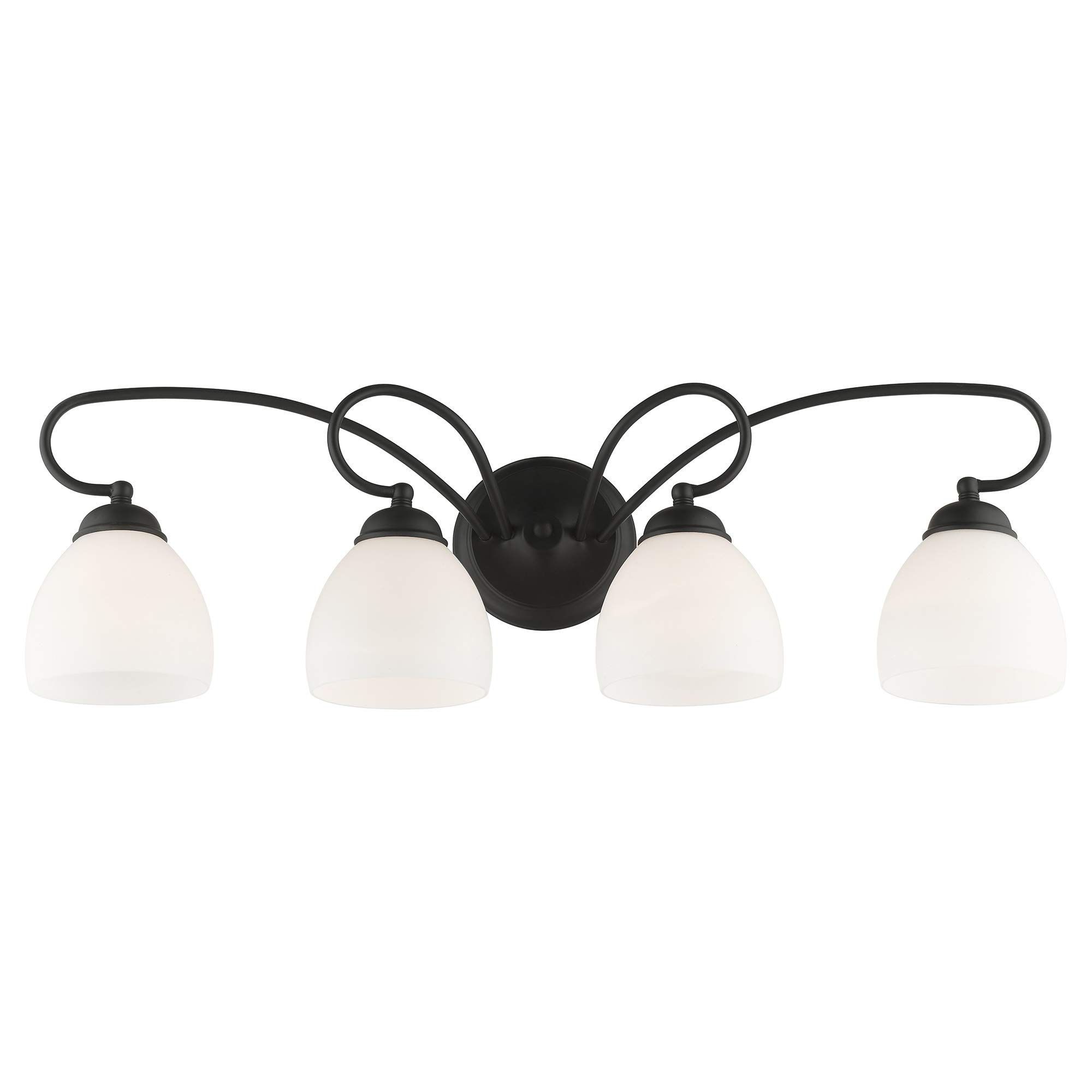 Livex Lighting 4754-04 Brookside 4-Light Bathroom Vanity Light Fixture in Black - Perfect for Bathroom, Powder Room & Dressing Area Lighting