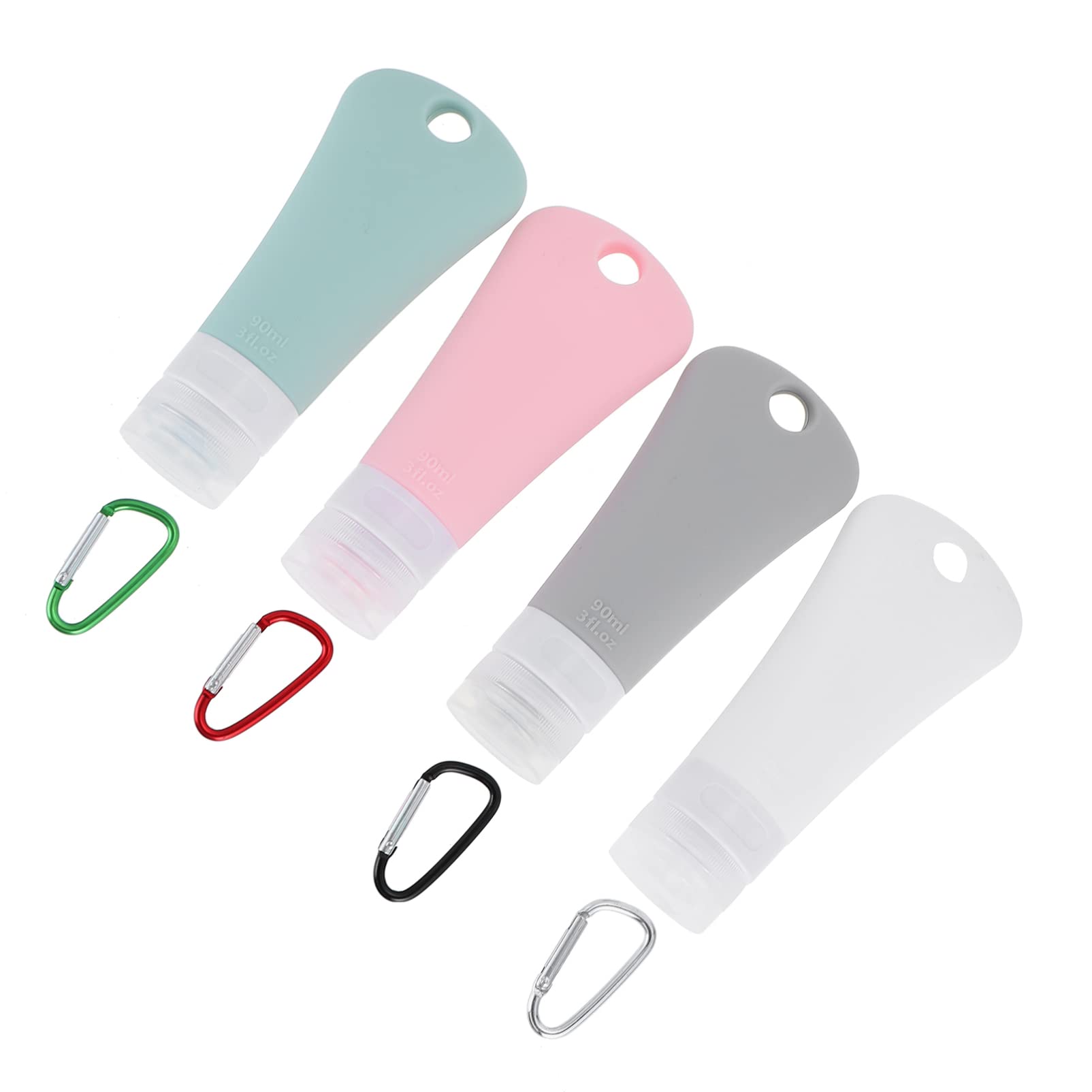 FOMIYES 4-Pack Leak Proof Silicone Travel Bottles - Squeezable Portable Tubes for Shampoo, Lotion & Toiletries | Refillable Empty Containers for Airplane Carry-On & Vacation Essentials