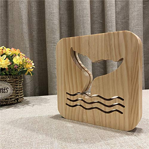 Whale Tail 3D Wooden LED Night Light - Modern Home Decor, Bedroom & Nursery Lamp, Unique Table Light Gift for Kids & Adults | Perfect for Bedside, Living Room & Office Decor