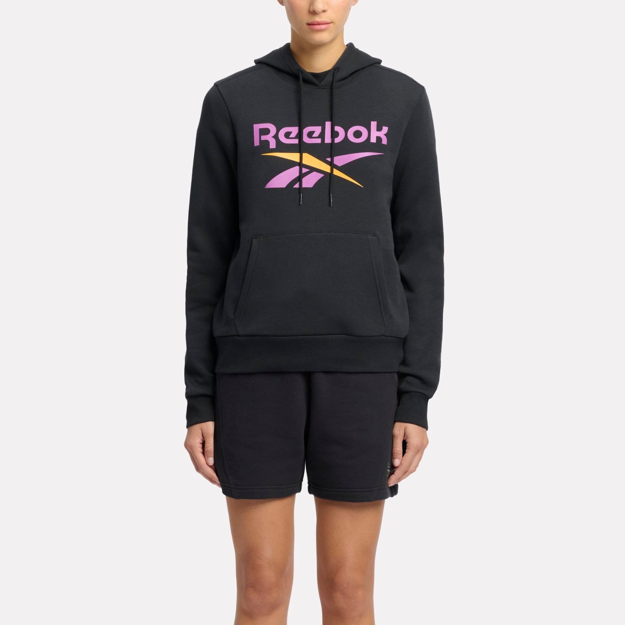 RI Big Logo Fleece Hoodie for Men & Women - Black, Purple, Electric Amber - Cozy Winter Pullover for Outdoor Activities & Casual Wear