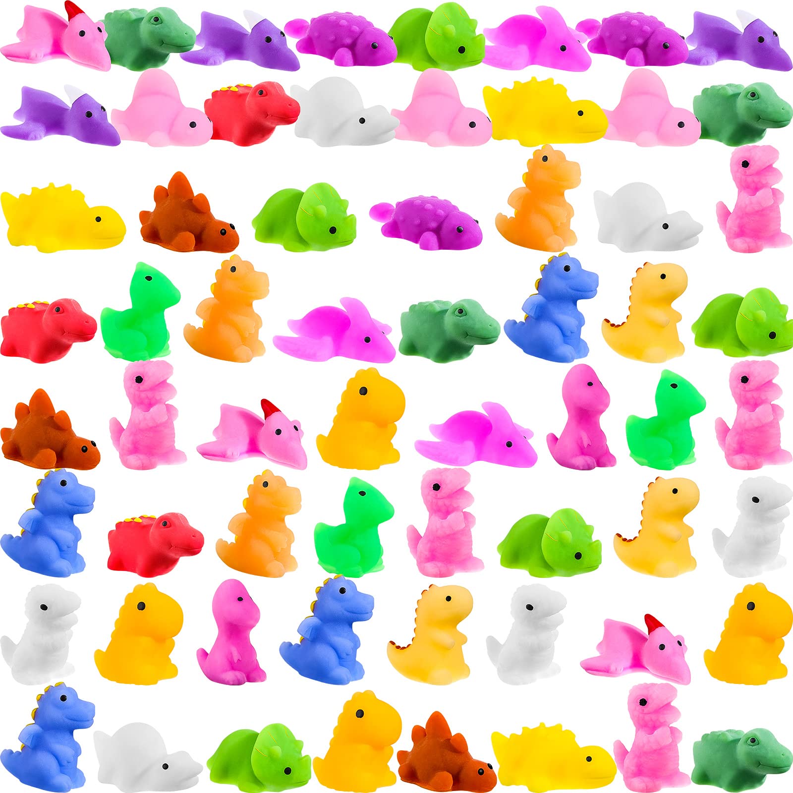 60 Pcs Dinosaur Squishy Toys - Kawaii Stress Relief Fidget Toys for Kids Party Favors & Classroom Prizes