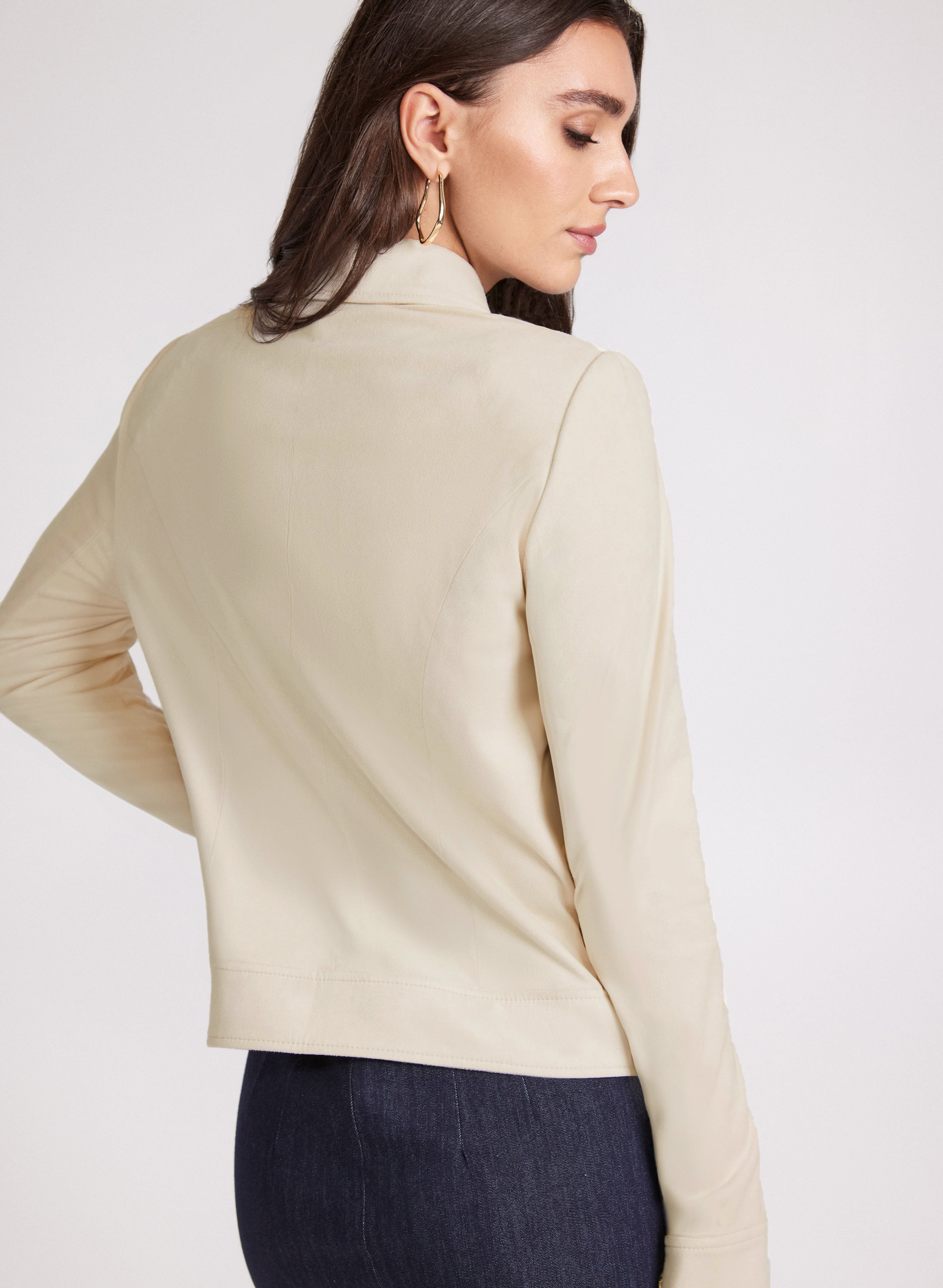 Stylish Faux Suede Jacket for Women - Trendy Vegan Leather Coat with Zipper Closure - Perfect for Fall Fashion, Date Nights & Casual Outings