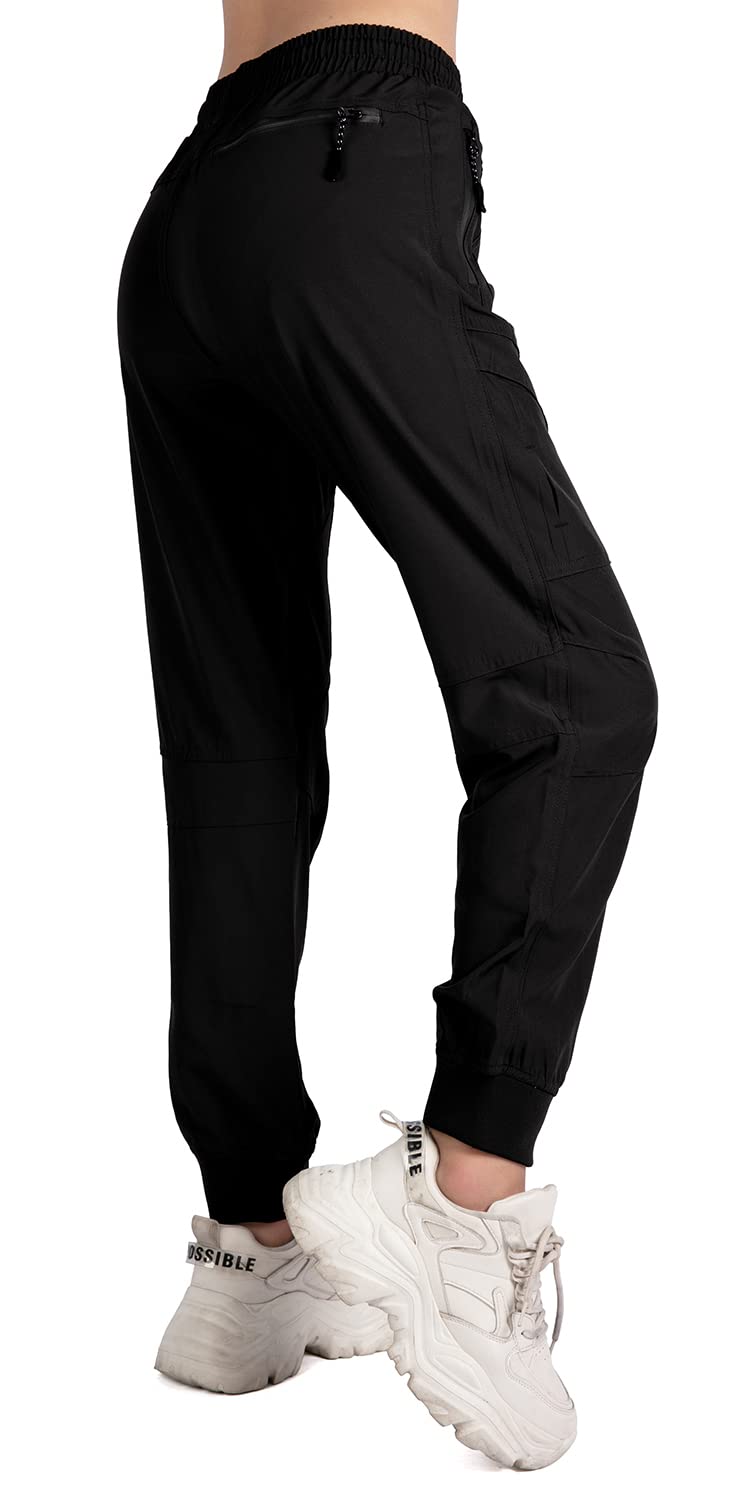 Women's Lightweight Cargo Joggers - Athletic Quick Dry Workout Pants for Outdoor Travel, Hiking & Running | Comfortable Stretch Fitness Pants for Yoga, Gym & Casual Wear