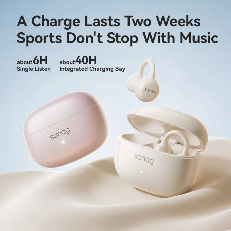 Sanag Z37 Open Ear Wireless Bluetooth Headphones - Lightweight Clip-On Design for Running, Cycling & Workouts