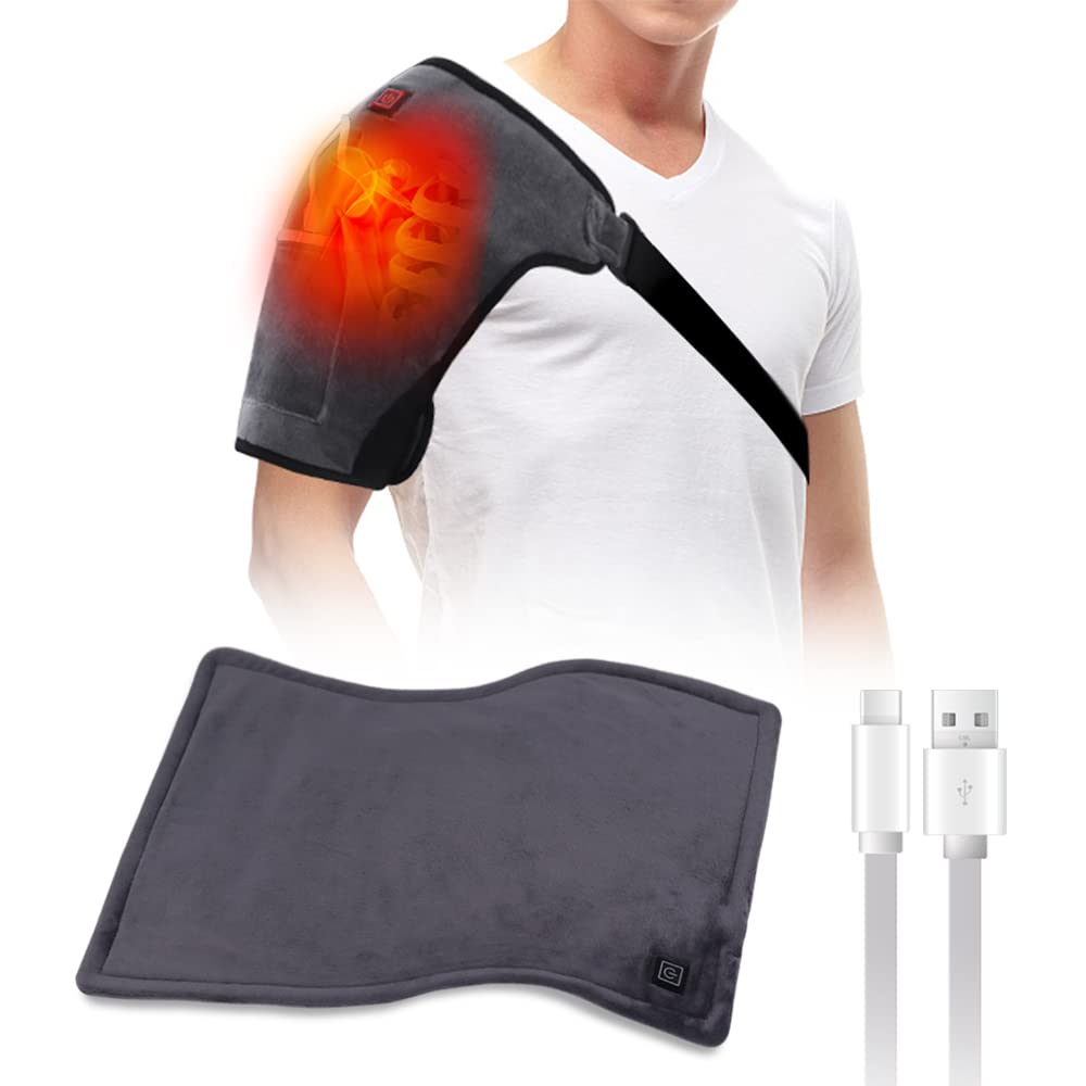 Comfheat USB Heating Pad for Pain Relief - Electric Shoulder Heating Pad for Neck & Back Pain - Portable Heating Pad for Home, Office & Travel Use
