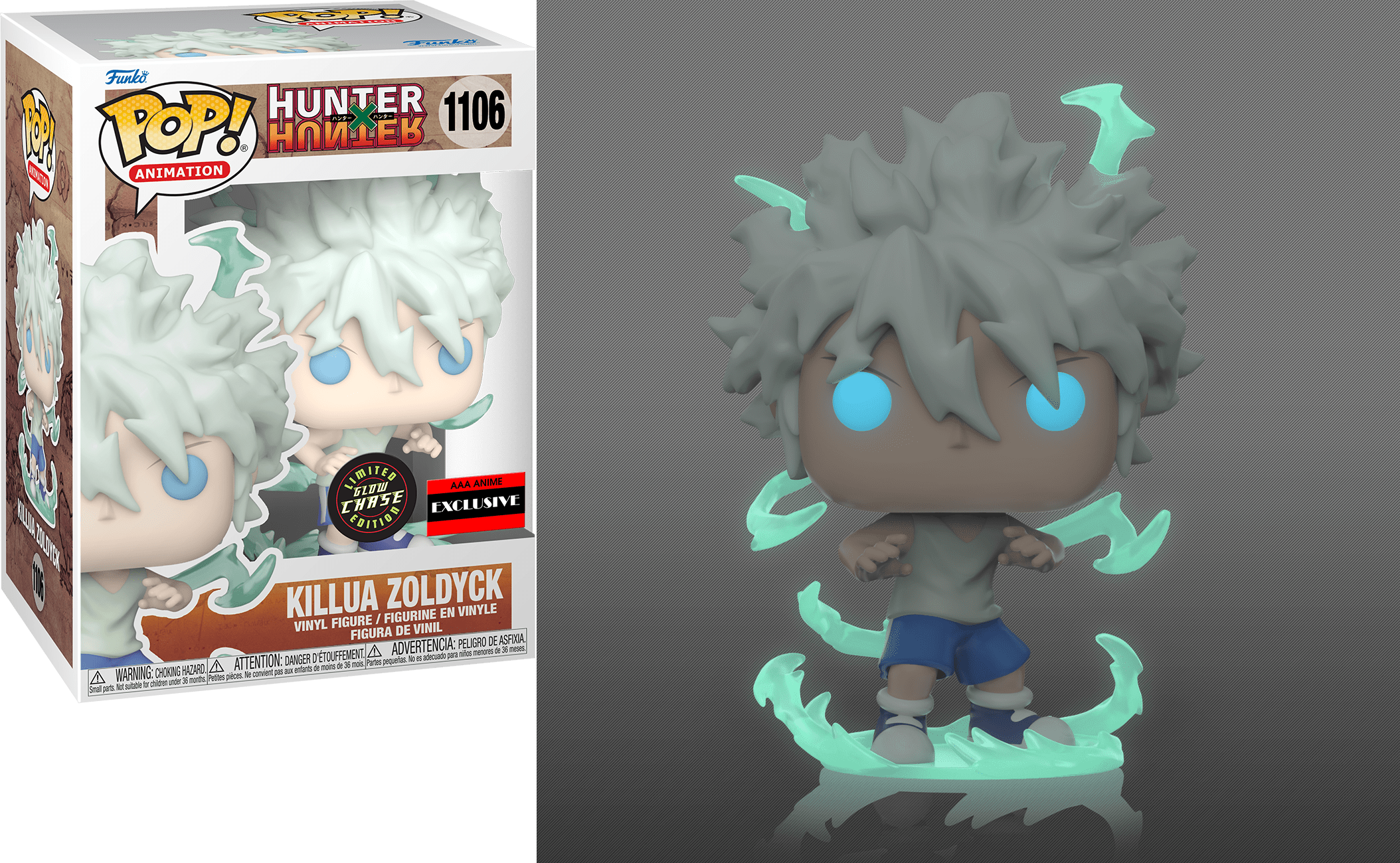 Hunter x Hunter Killua Zoldyck (God Speed) Glow in The Dark Chase Figure - AAA Exclusive #1106 - Anime Collectible for Fans, Display for Home & Office Decor
