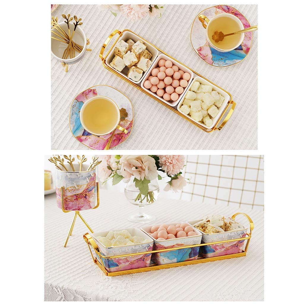 Ceramic Grid Plate Set - 10-Inch Dinner Plates & 6-Inch Appetizer Plates with Bracket - Durable Snack Bowls for Fruits, Nuts, Pastries - Perfect for Home, Restaurant & Gift Use (Set of 4)
