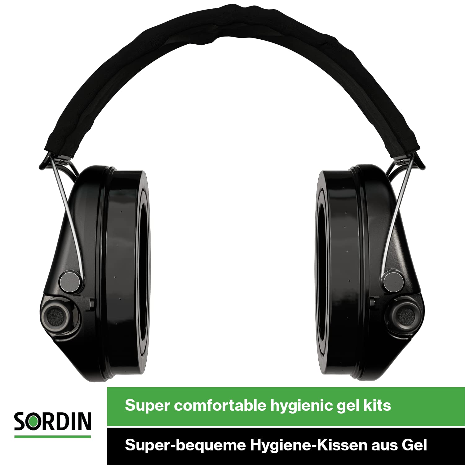 Sordin Supreme Pro-X Electronic Ear Muffs for Hunting & Shooting - Active Noise Cancelling, Textile Headband & Gel Cushions - Black Hearing Protection for Range, Construction & Outdoor Activities