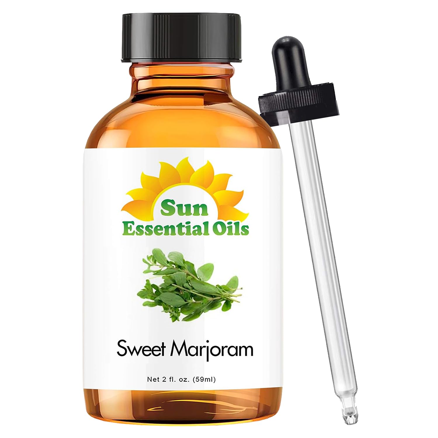 Sun Essential Oils Sweet Marjoram Essential Oil 2 oz - 100% Pure Aromatherapy Oil for Relaxation, Stress Relief & Massage | Diffuser, Bath & DIY Skincare