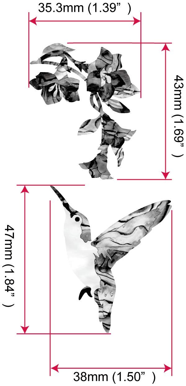 Hummingbird Guitar Stickers for Bass & Ukulele - Floral Inlay Decals for Musicians