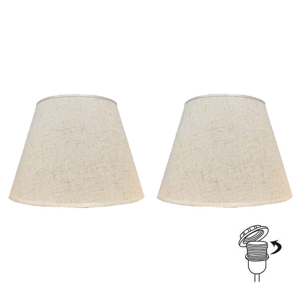 2-Pack Creamy White Woven Burlap Drum Lamp Shades - UNO Slip Fitter Replacement Shades for Floor Lamps, Table Lamps & Compatible Lighting Fixtures - Perfect for Living Room, Bedroom & Home Decor