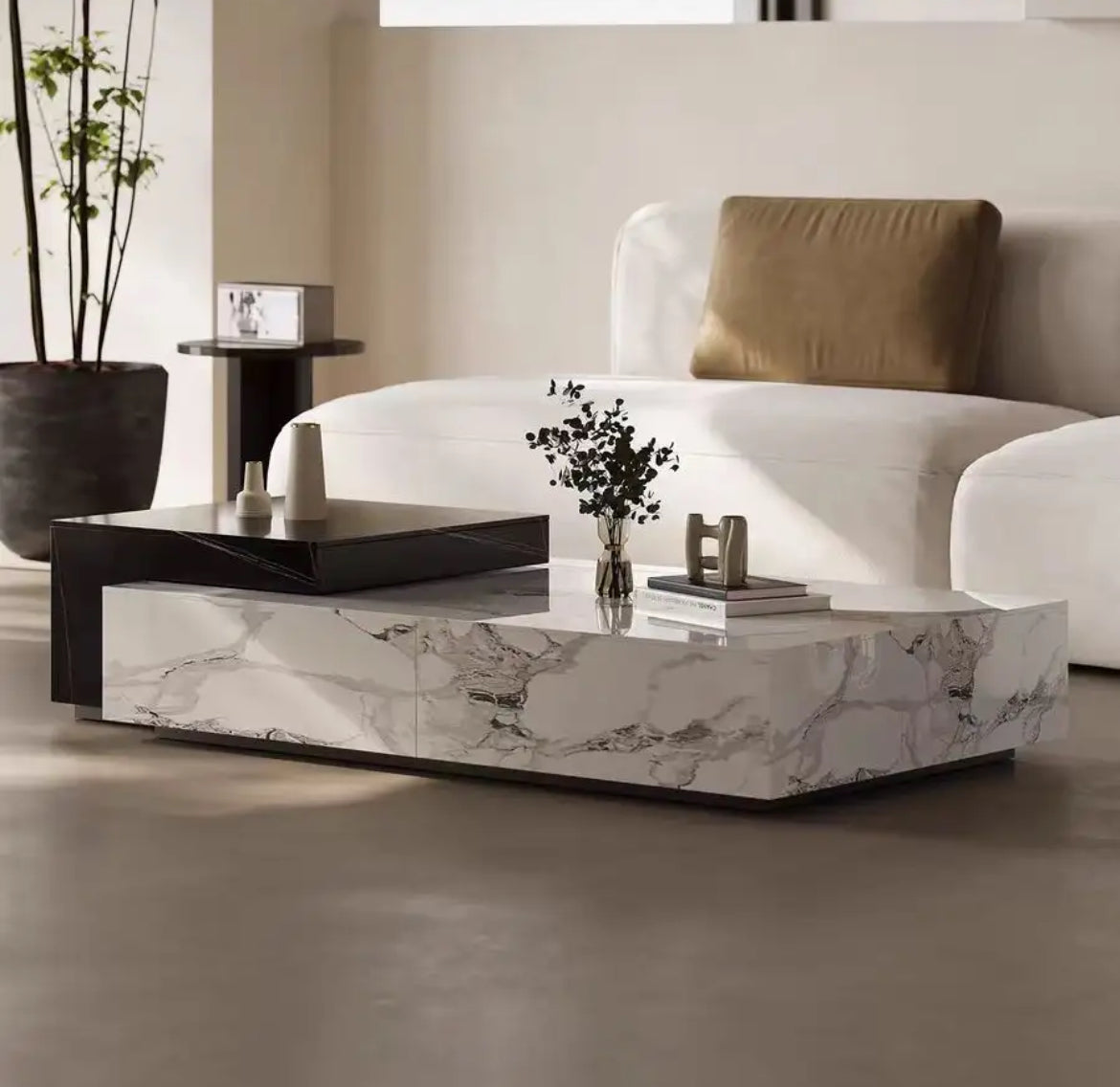 Luxury Rectangular Marble Coffee Table - Modern Living Room Centerpiece for Home Decor & Stylish Entertaining