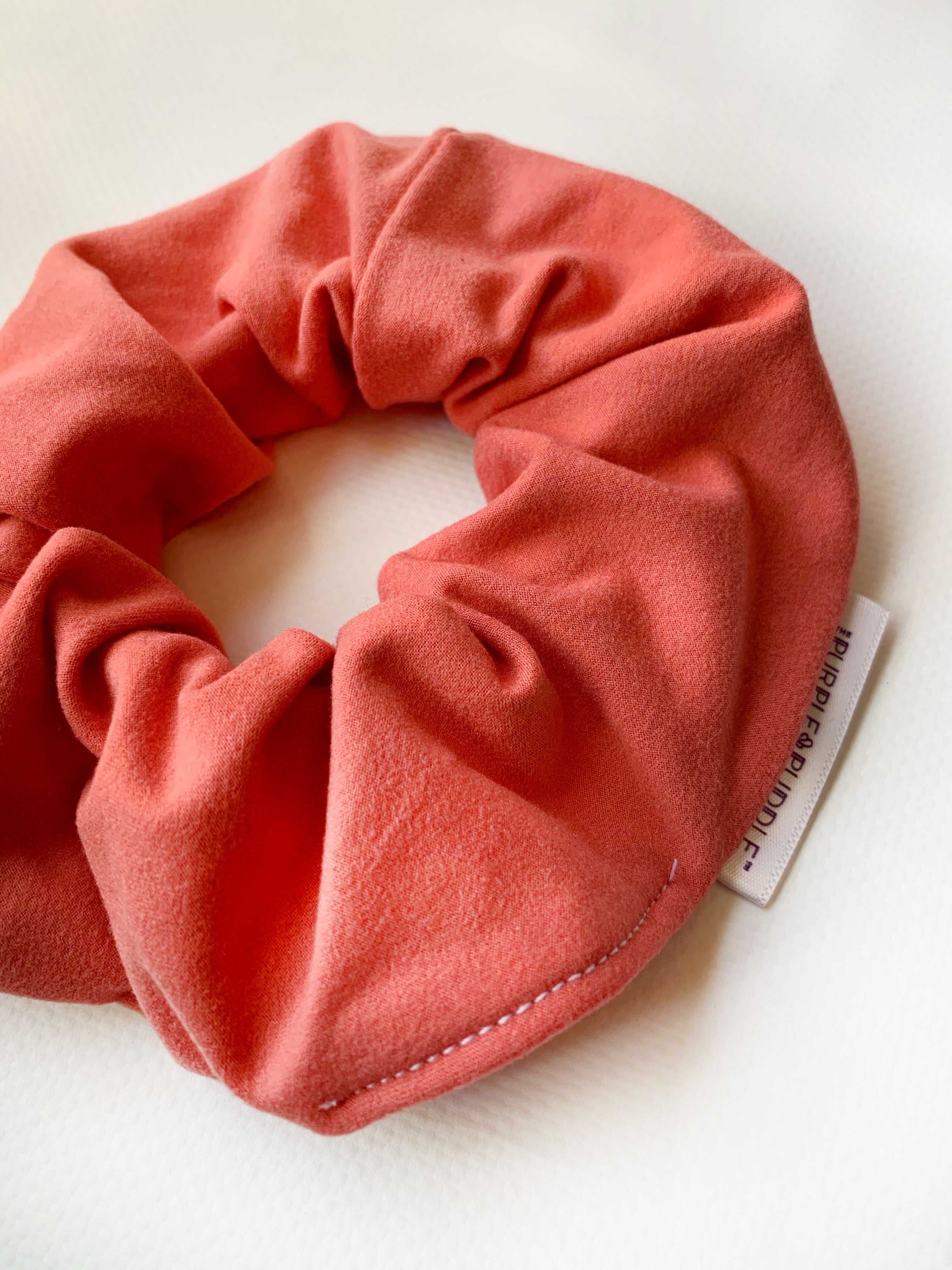 Coral Pink Hair Scrunchie - Soft Elastic Hair Tie for Women & Girls - Perfect for Ponytails, Buns & Everyday Hairstyles