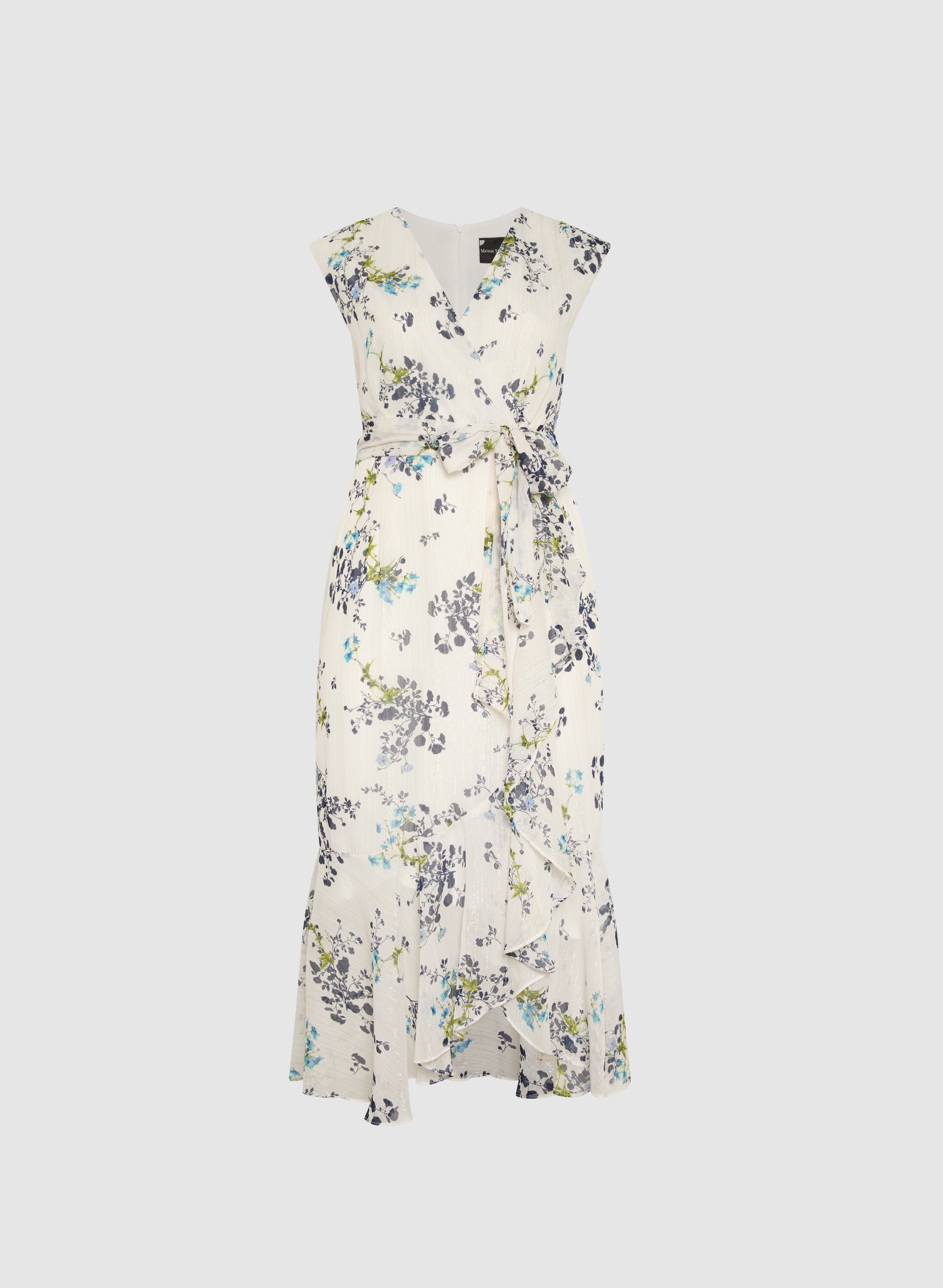 Floral Ruffle Hem Dress - Women's Summer Boho Maxi Dress with Flowy Ruffles | Perfect for Beach Vacations, Date Nights & Outdoor Weddings
