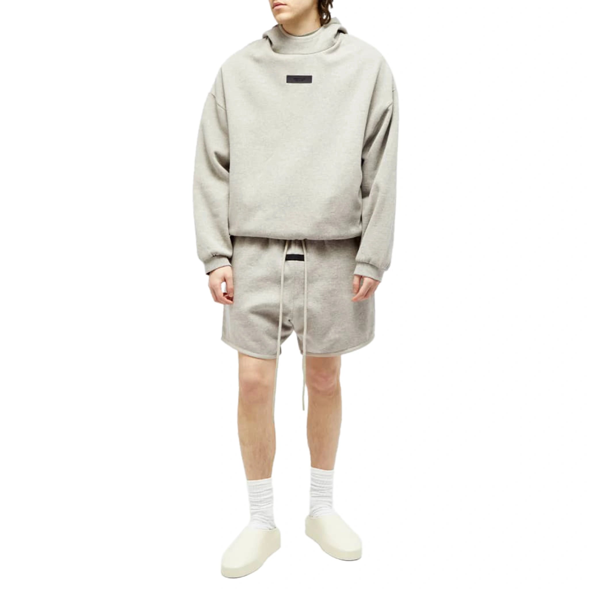 Fear of God Essentials Dark Heather Oatmeal Shorts for Men | FW23 Collection | Casual Summer Wear & Gym Shorts | Comfortable Streetwear Fashion