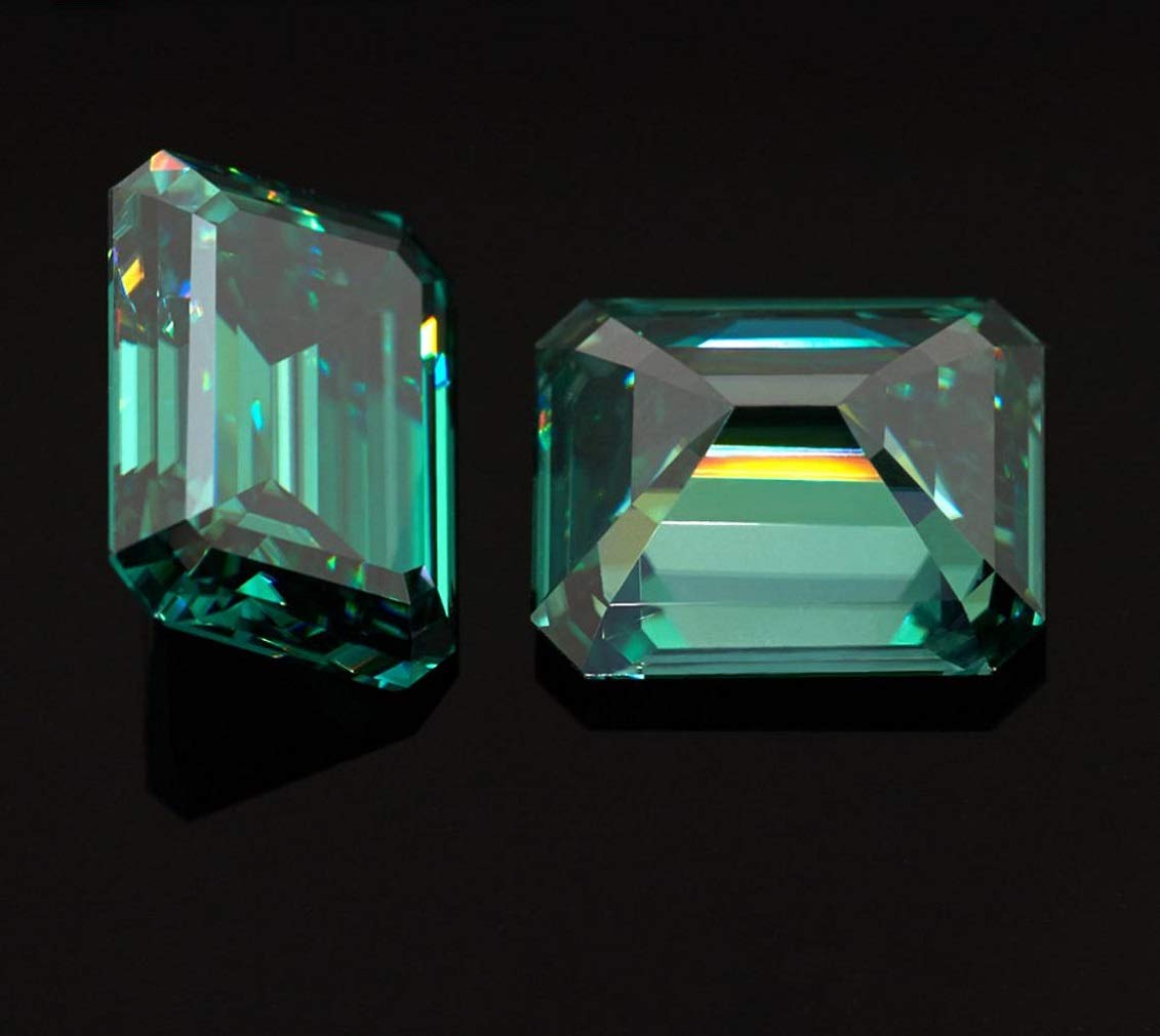 5.00CT Loose Green Moissanite Gemstone - VVS1 Clarity Emerald Cut Brilliant for Vintage Rings, Jewelry Making, Pendants, Earrings & Necklaces | Perfect for Engagement Rings, Wedding Bands & Luxury Watches
