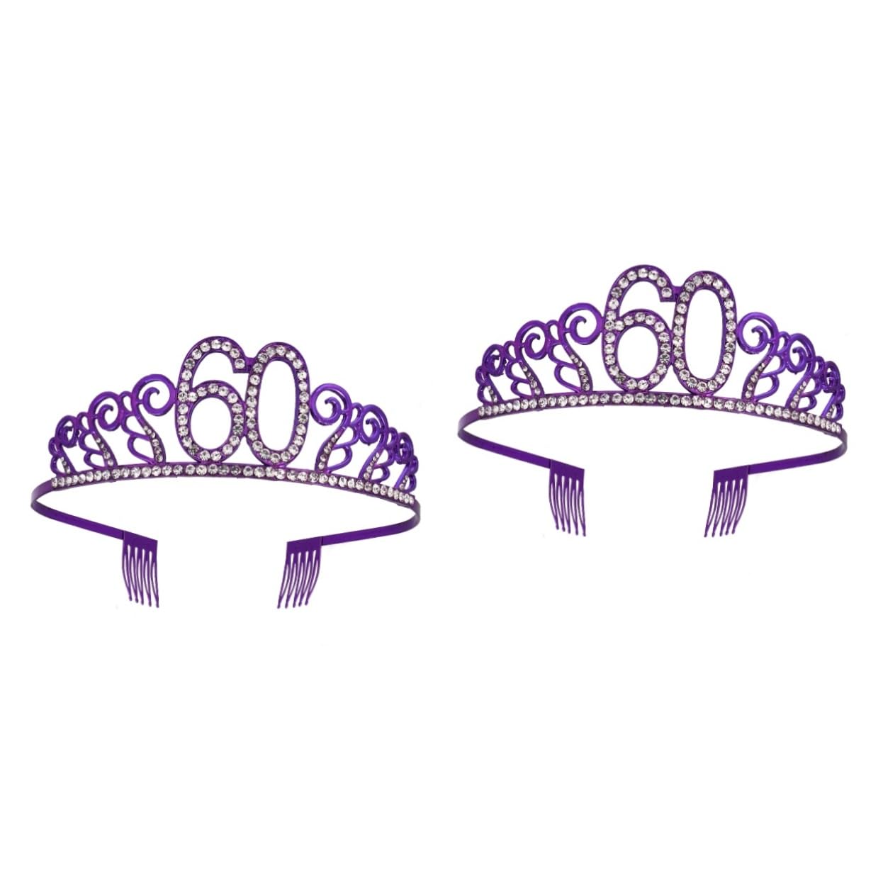 POPETPOP 2-Piece 70th Birthday Tiara Set - Purple Rhinestone Crown for Women, Queen Birthday Party Decorations, Princess Hair Accessories & Cake Topper - Perfect for 70th Birthday Celebrations, Banquets, and Special Occasions