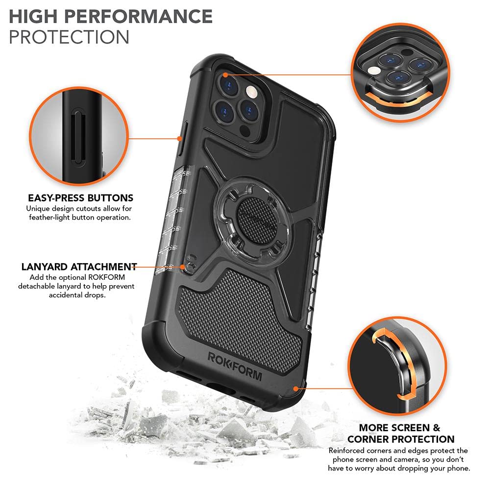 Rokform Crystal Clear Case for iPhone 12 Pro Max with Pro Series Bike Mount - Durable Protective Phone Cover & Secure Cycling Accessory for Outdoor Sports & Commuting