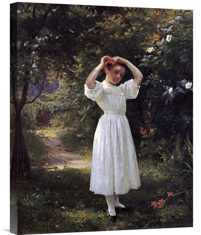 Budget John George Brown The Flower Girl Canvas Wall Art Print - Gallery Wrap Giclee Painting for Living Room & Bedroom Decor