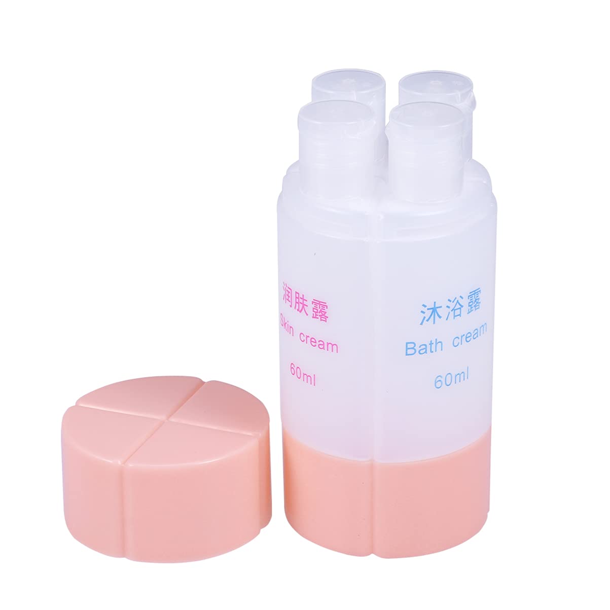 Uonlytech 4-in-1 Travel Bottle Set - 60ml Leak-Proof Silicone Containers for Shampoo, Lotion & Soap (Pink) | Perfect for Air Travel, Gym & Vacation Toiletries Organization