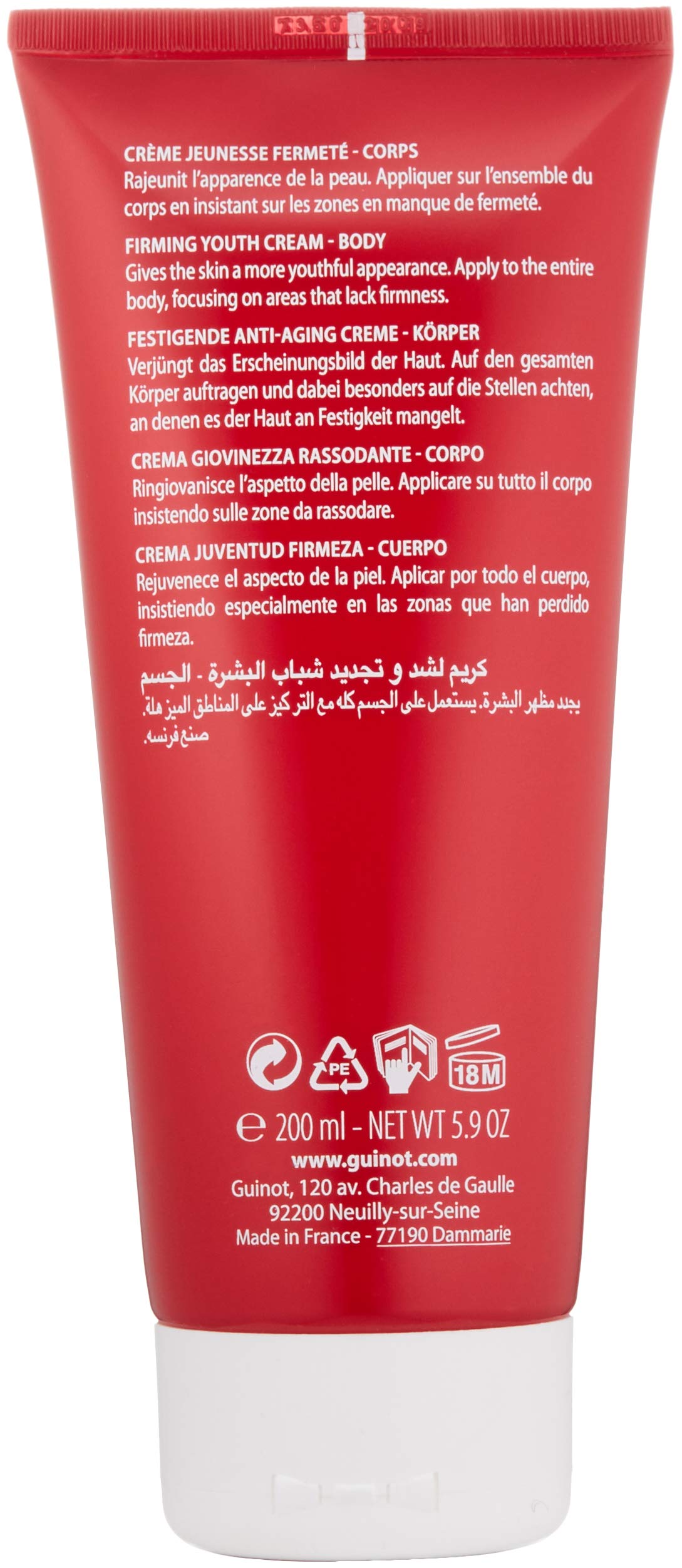 Guinot Longue Vie Corps Body Cream - 5.9 oz | Anti-Aging Moisturizer for Smooth & Firm Skin | Perfect for Daily Hydration & Nighttime Skincare Routine