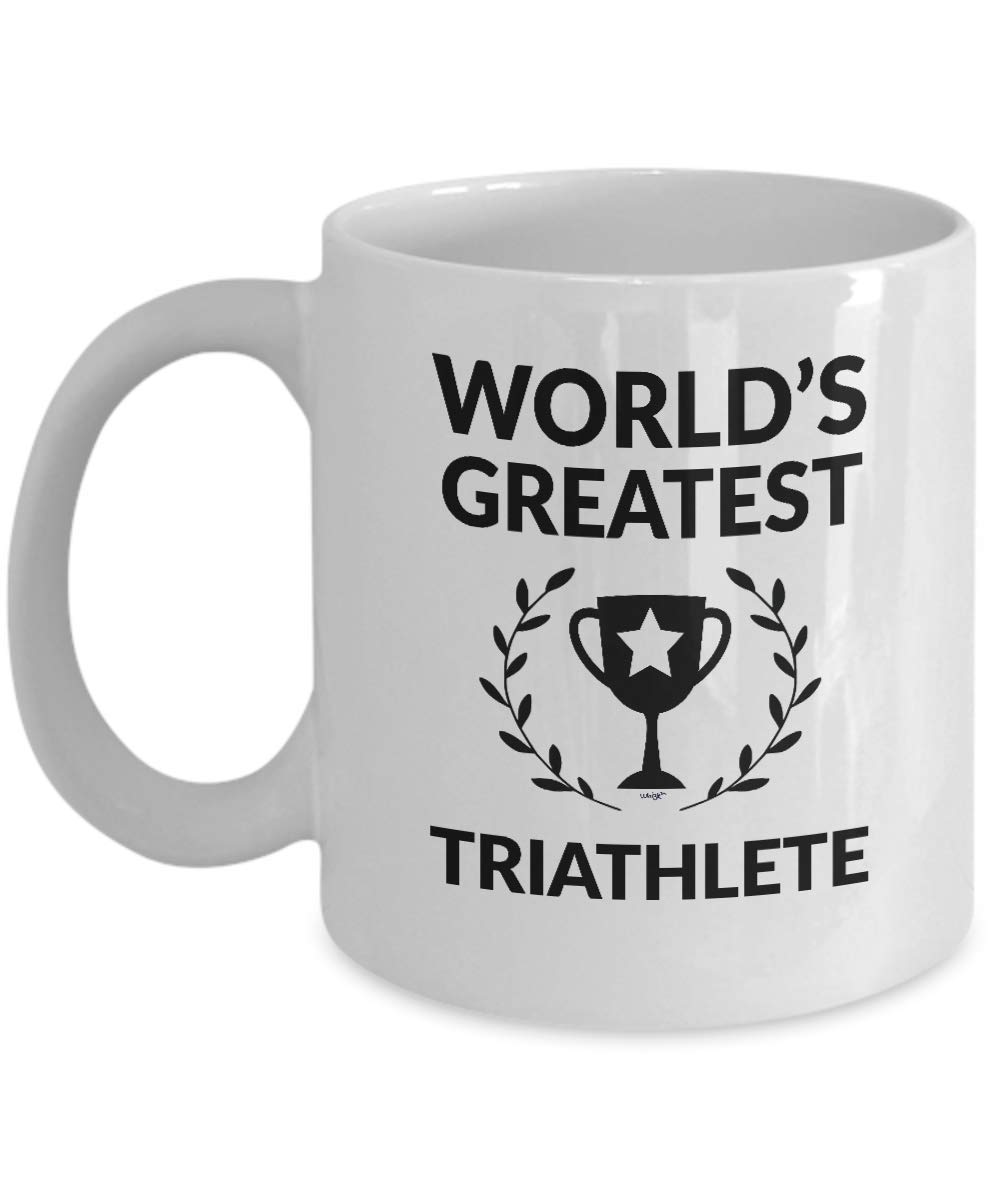 Funny Triathlete Coffee Mug - World's Greatest Triathlon Gift for Women & Men - 11oz or 15oz Ceramic Cup - Perfect for Christmas, Birthday & Training Motivation - M1G0348